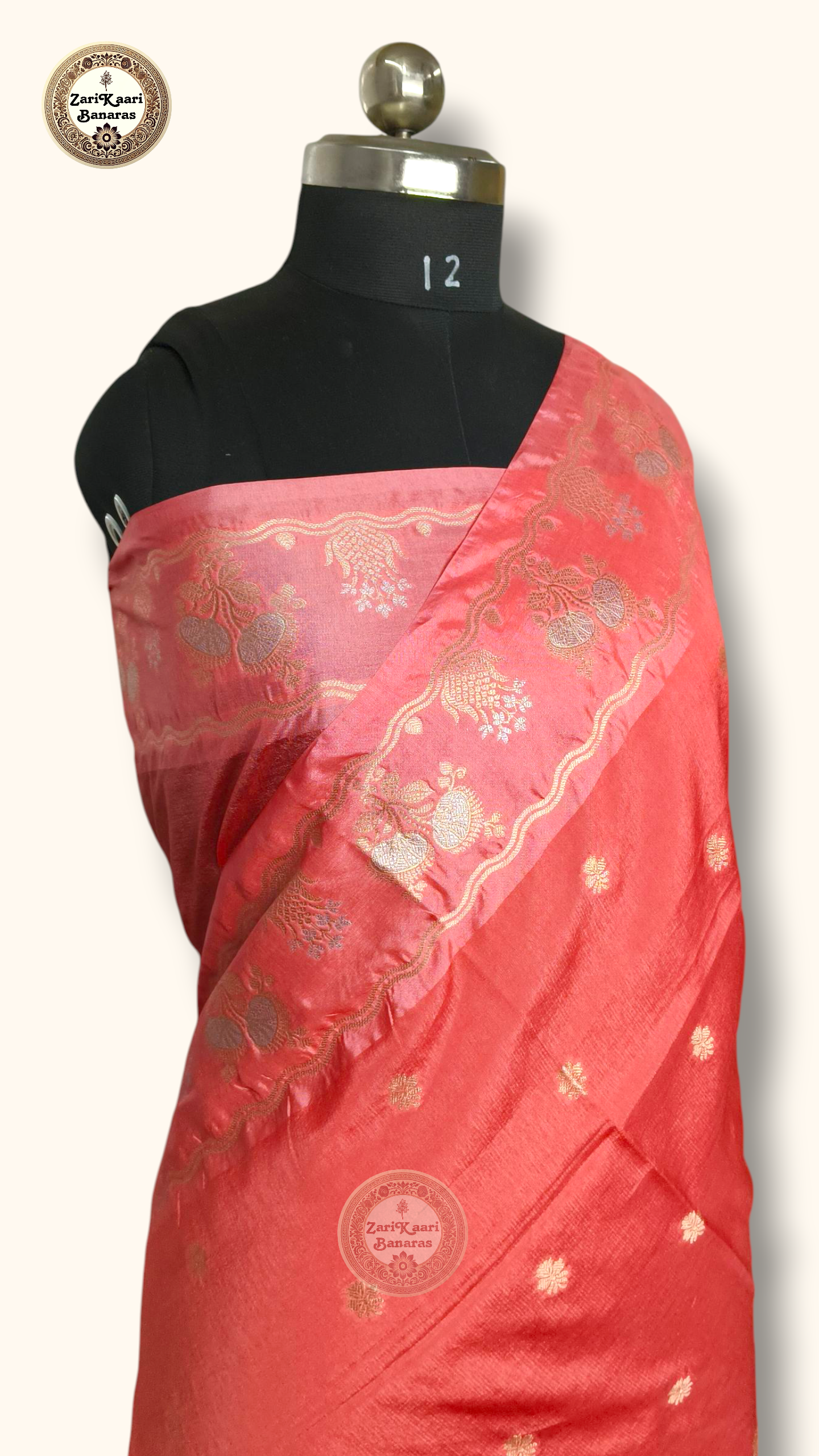 Bright Red Banarasi Raw Mango Silk With Sona Ropa Zari Work