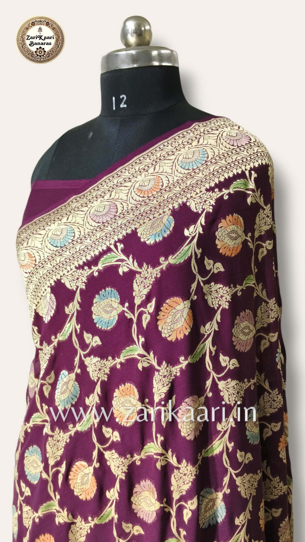 Banarasi Pure Handloom Khaddi Georgette Chiffon with Water Zari