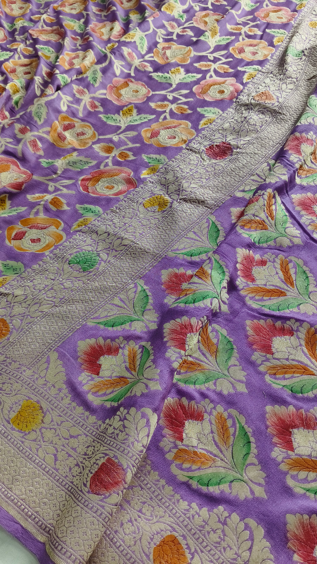 Banarasi Pure Handloom Khaddi Georgette Chiffon with Water Zari