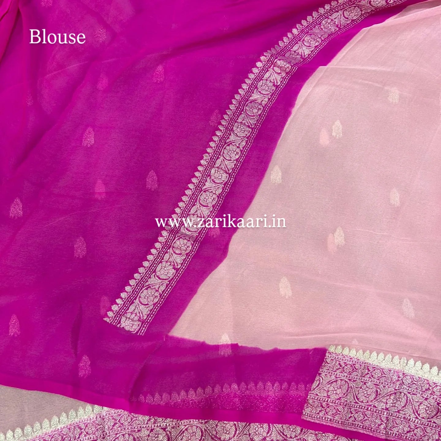 Pure Handloom Georgette Banarasi Saree - Pink