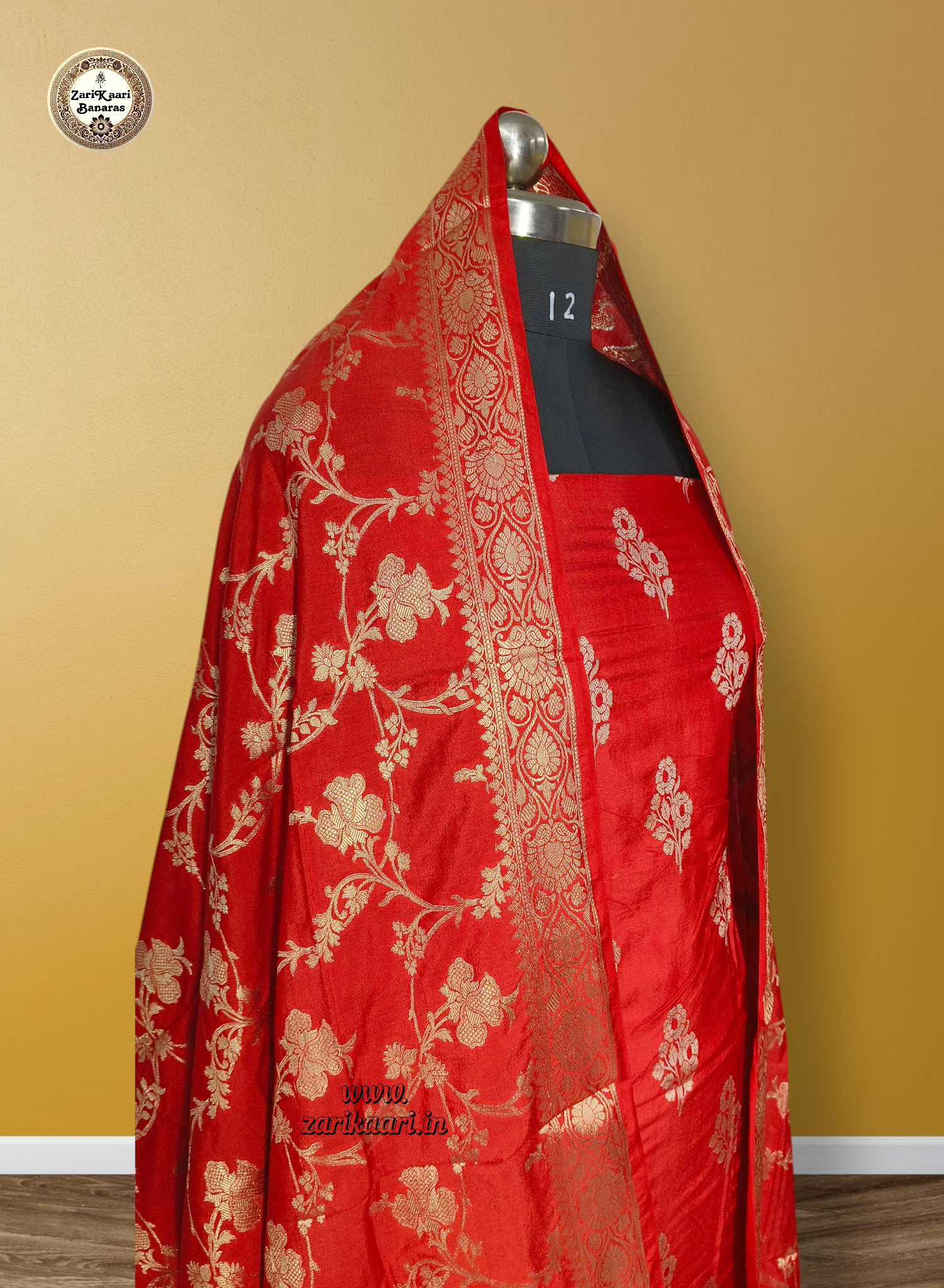 Banarasi Katan Silk Suit Set with Meenedar Dupatta & Plain Shalwar