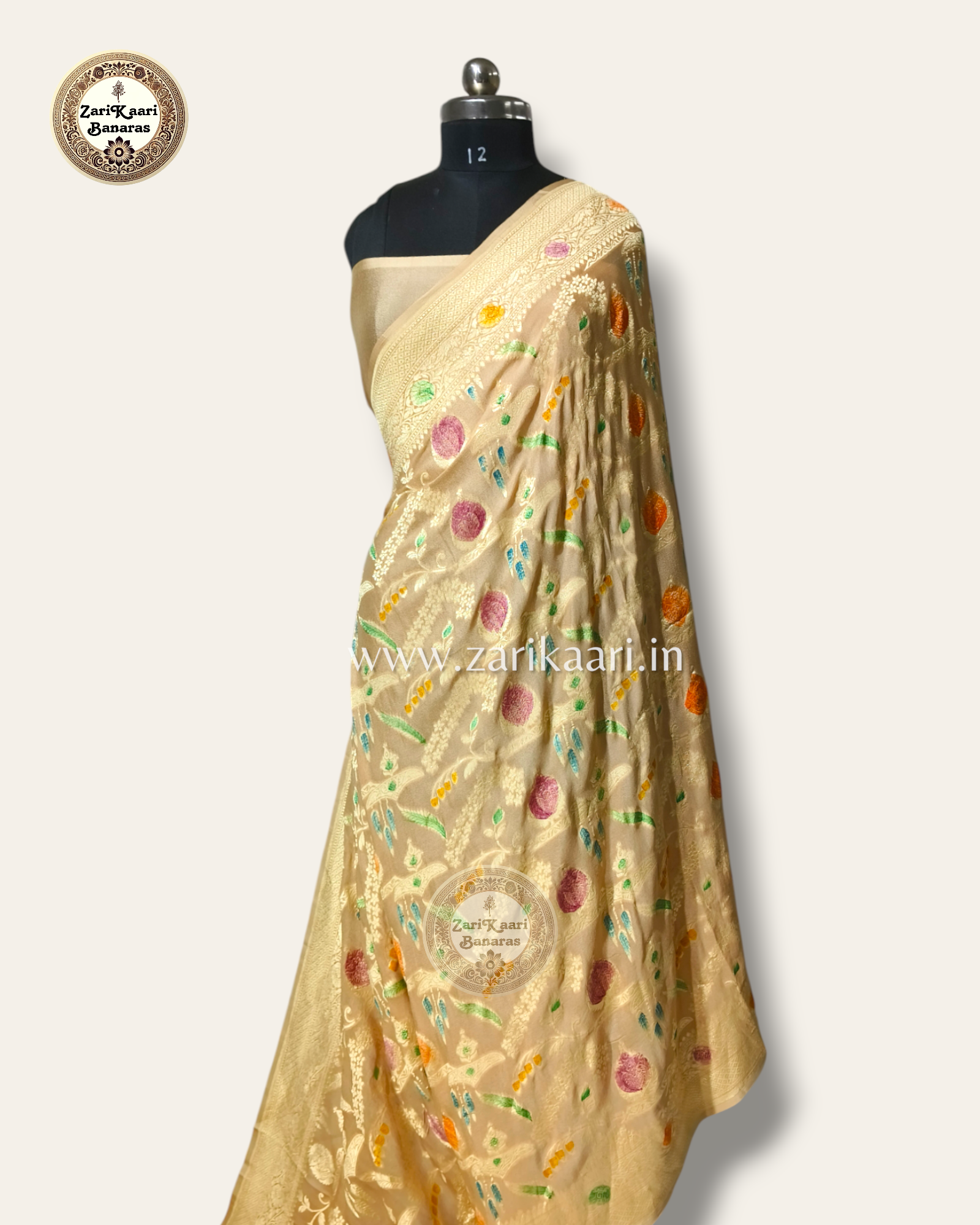 Banarasi Pure Handloom Khaddi Georgette Chiffon with Water Zari