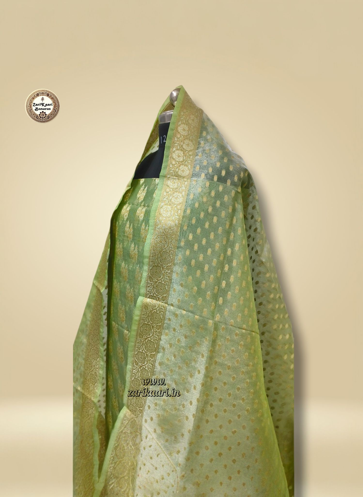 Banarasi Tissue Silk Suit Set with Meenedar Zari Dupatta & Plain Shalwar Boti Work