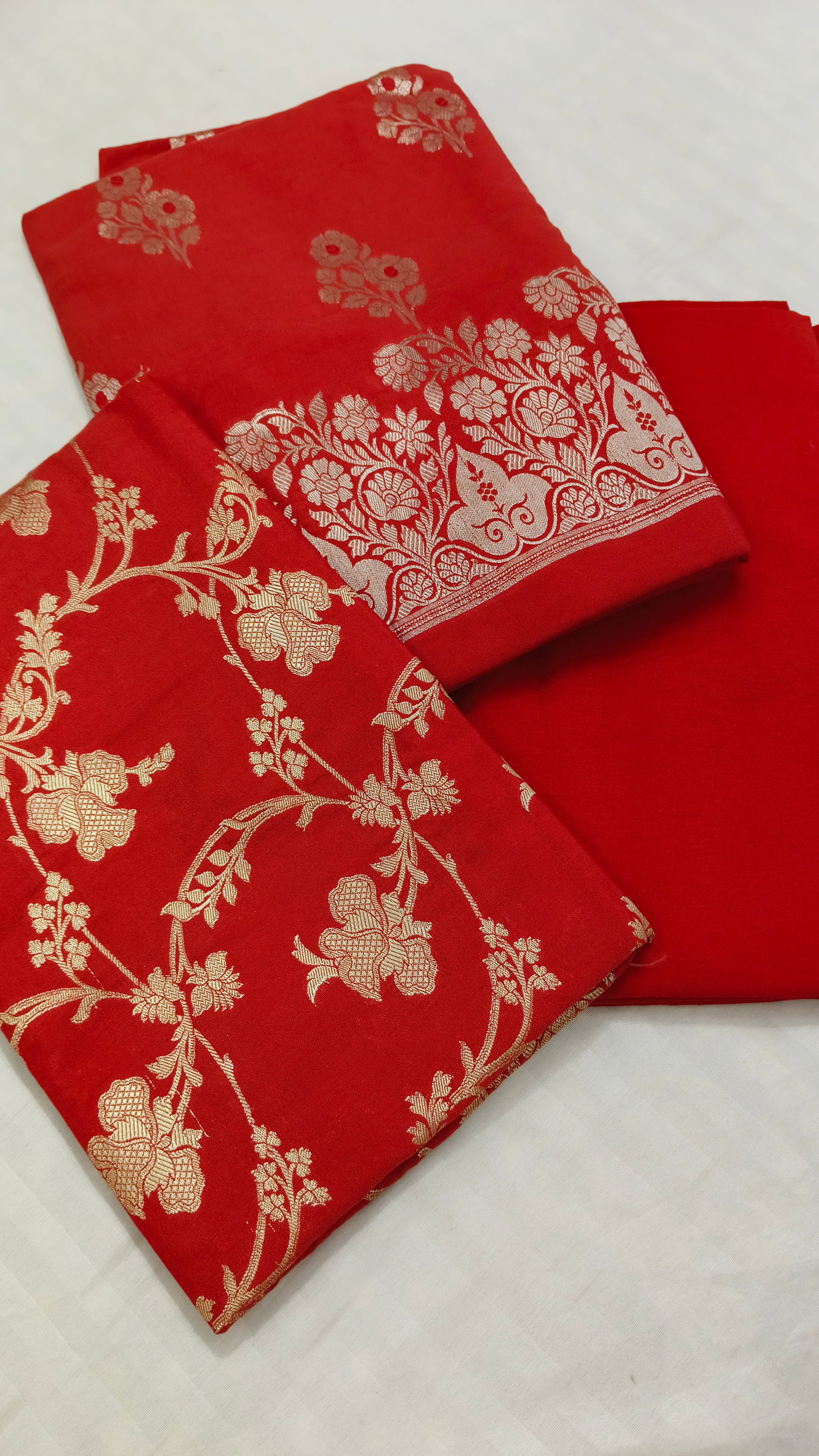 Banarasi Katan Silk Suit Set with Meenedar Dupatta & Plain Shalwar