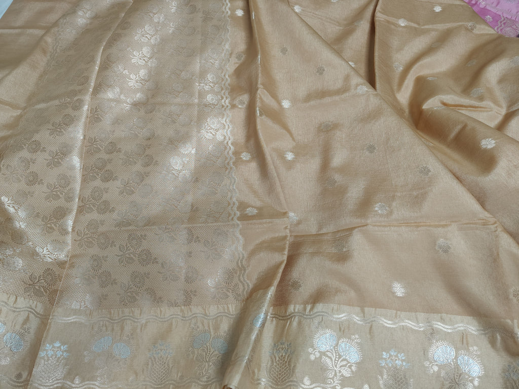 Beige Banarasi Raw Mango Silk With Sona Ropa Zari Work