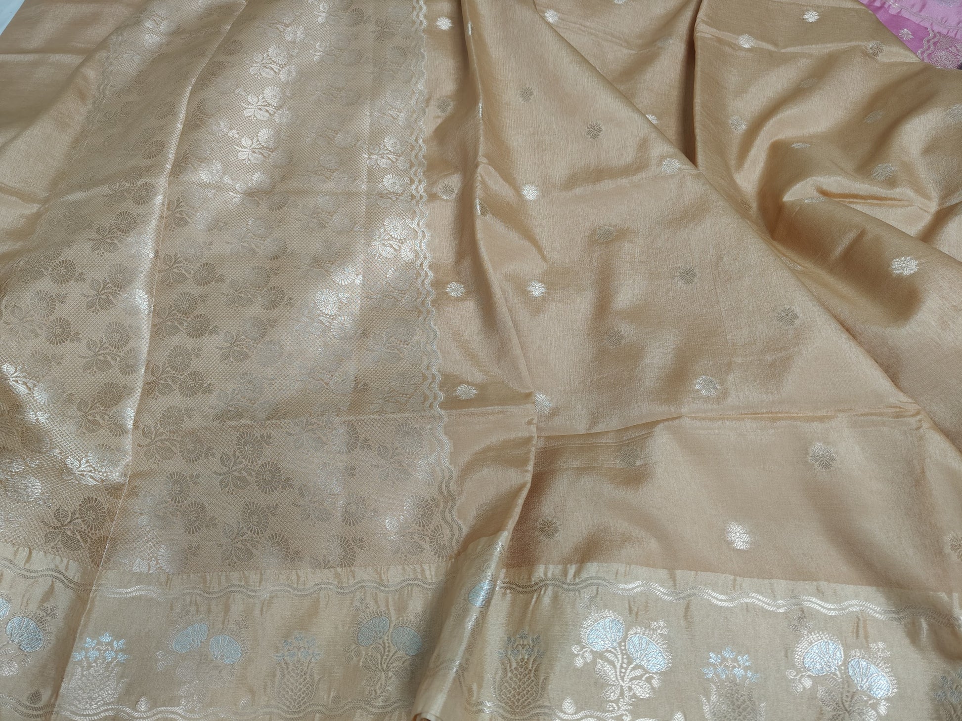Beige Banarasi Raw Mango Silk With Sona Ropa Zari Work