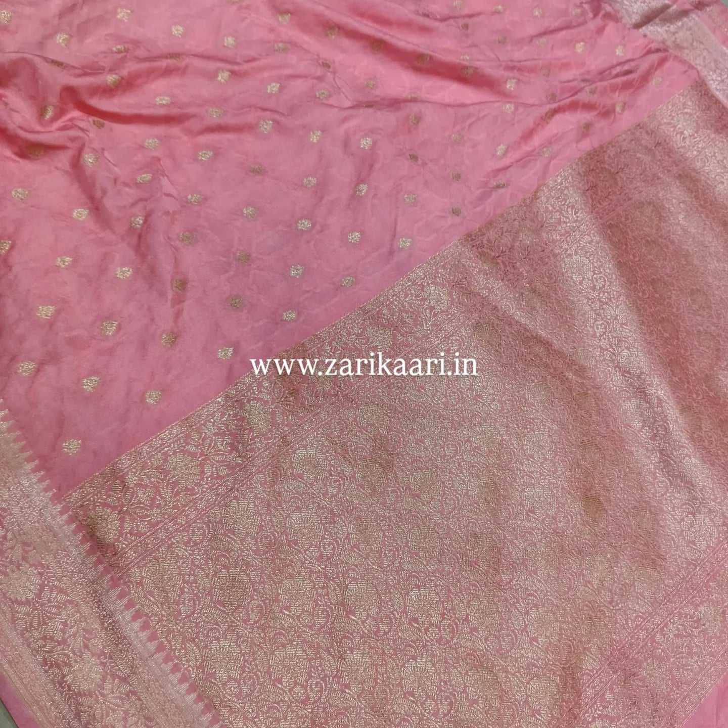Banarasi Katan Georgette Saree with Watar-Gold Zari. Pink 🩷