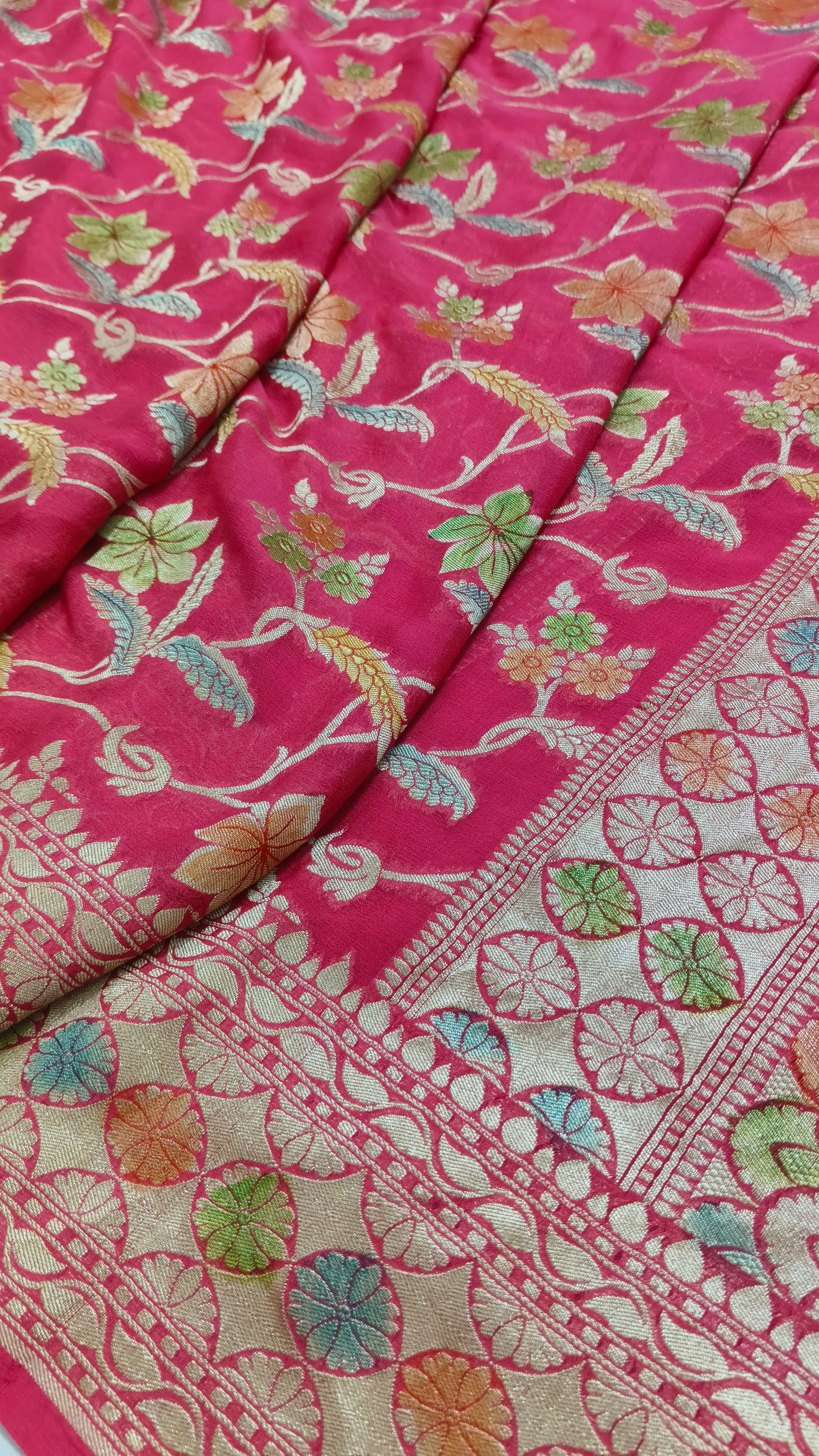 Banarasi Pure Handloom Khaddi Georgette Chiffon with Water Zari