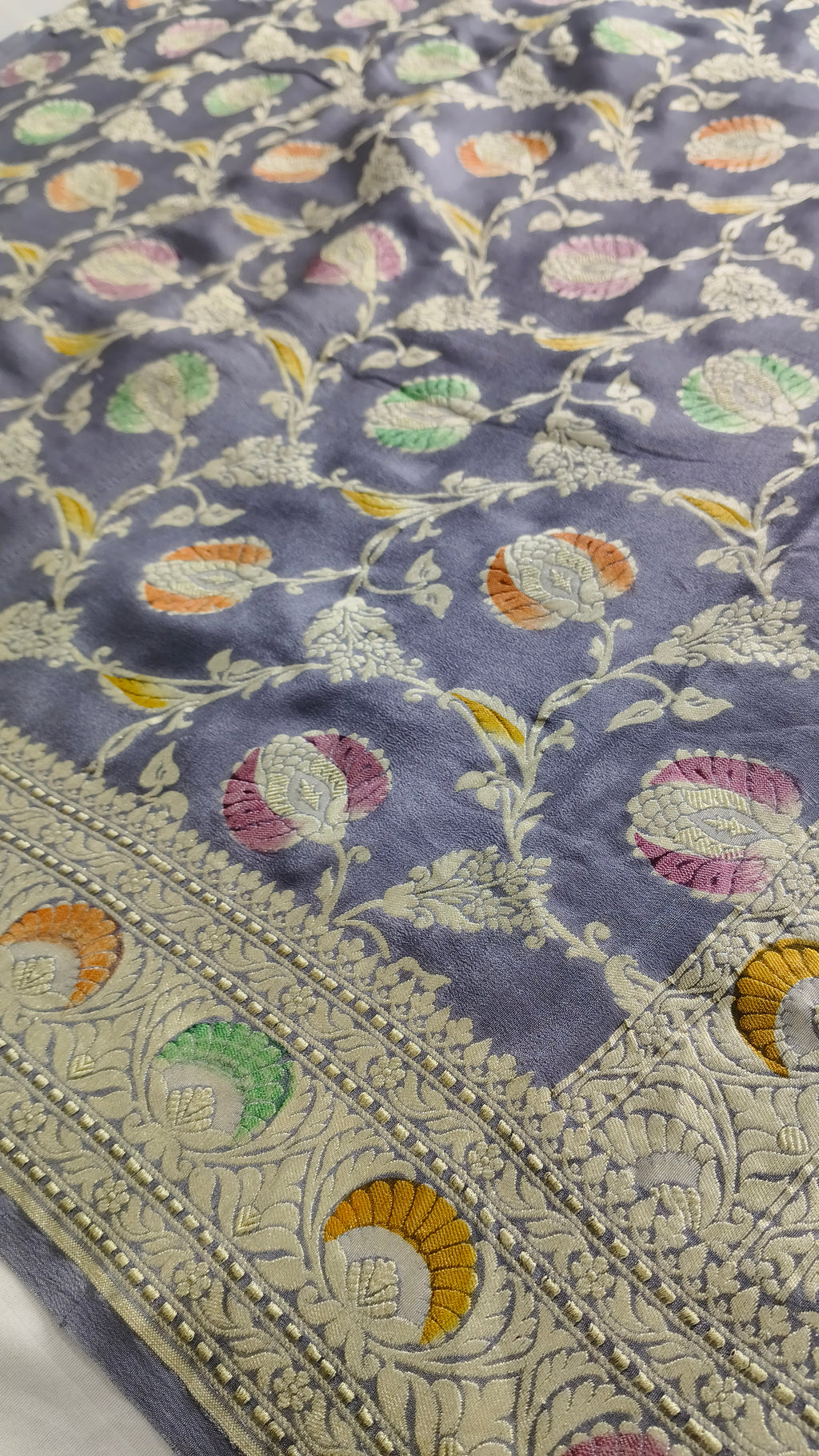 Banarasi Pure Handloom Khaddi Georgette Chiffon with Water Zari