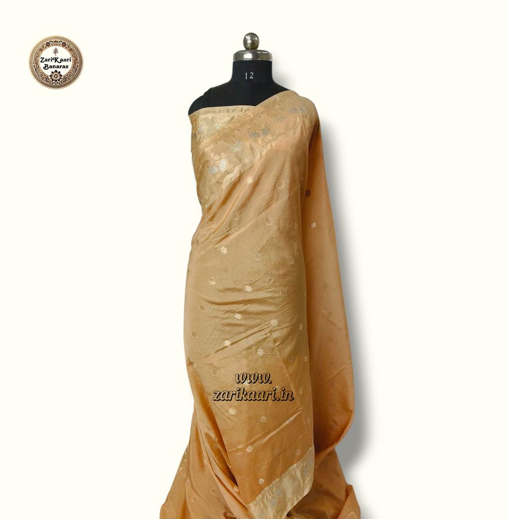 Beige Banarasi Raw Mango Silk With Sona Ropa Zari Work