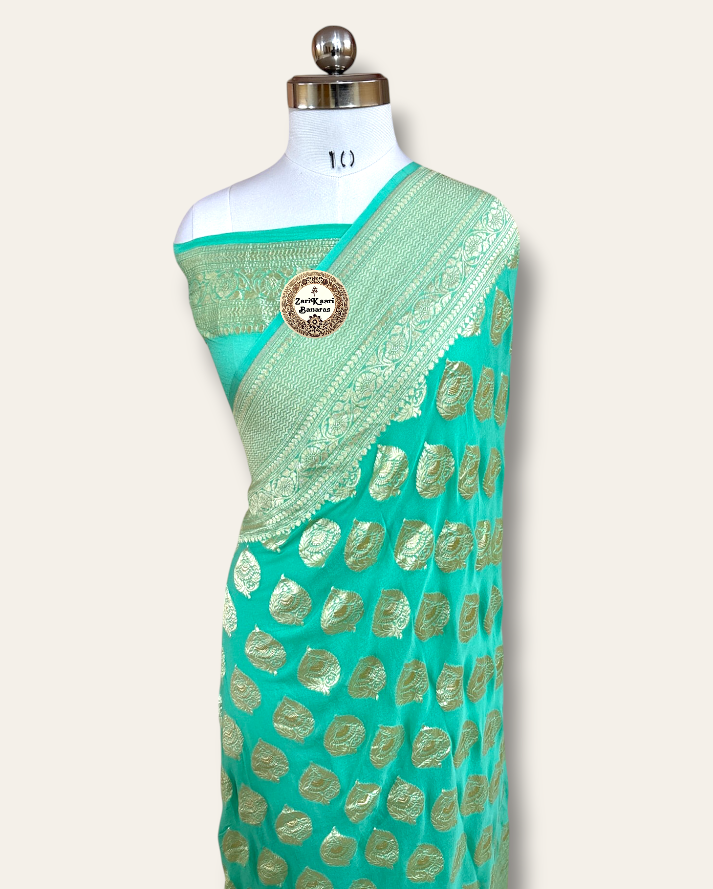 Green Banarasi Pure Handloom Khaddi Georgette Chiffon with Water Zari