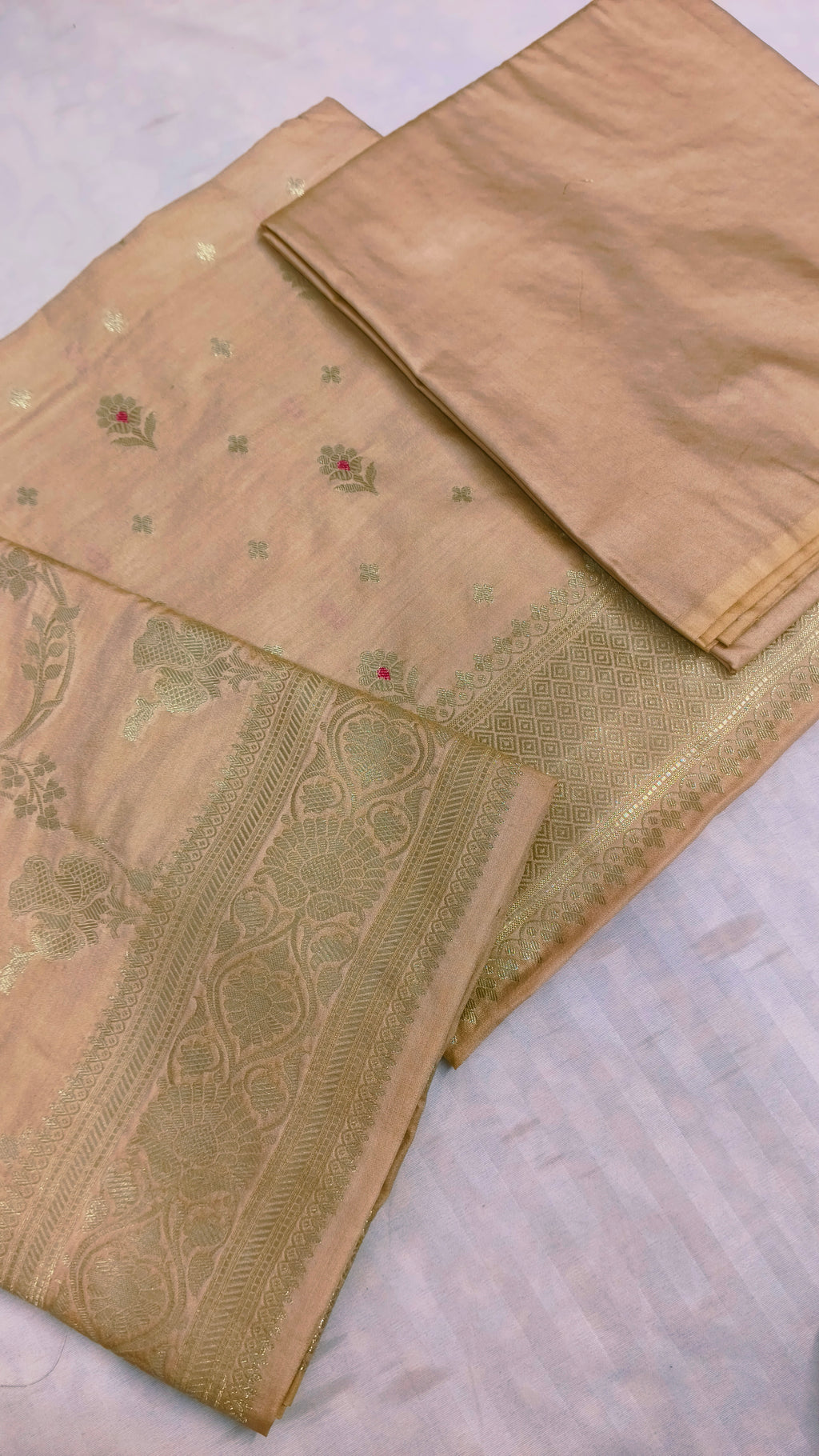 Banarasi Katan Silk Suit Set with Meenedar Dupatta & Plain Shalwar
