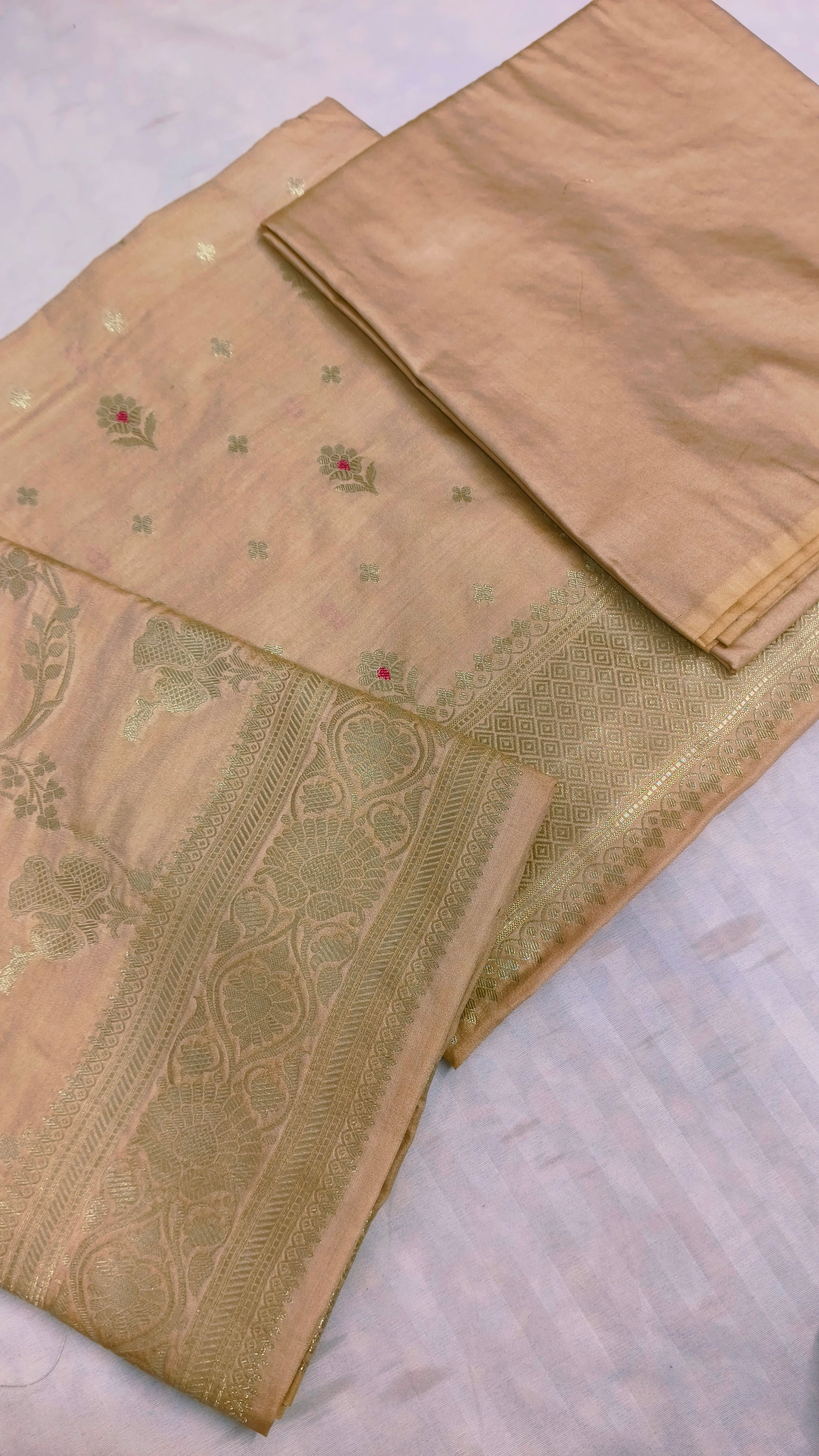 Banarasi Katan Silk Suit Set with Meenedar Dupatta & Plain Shalwar