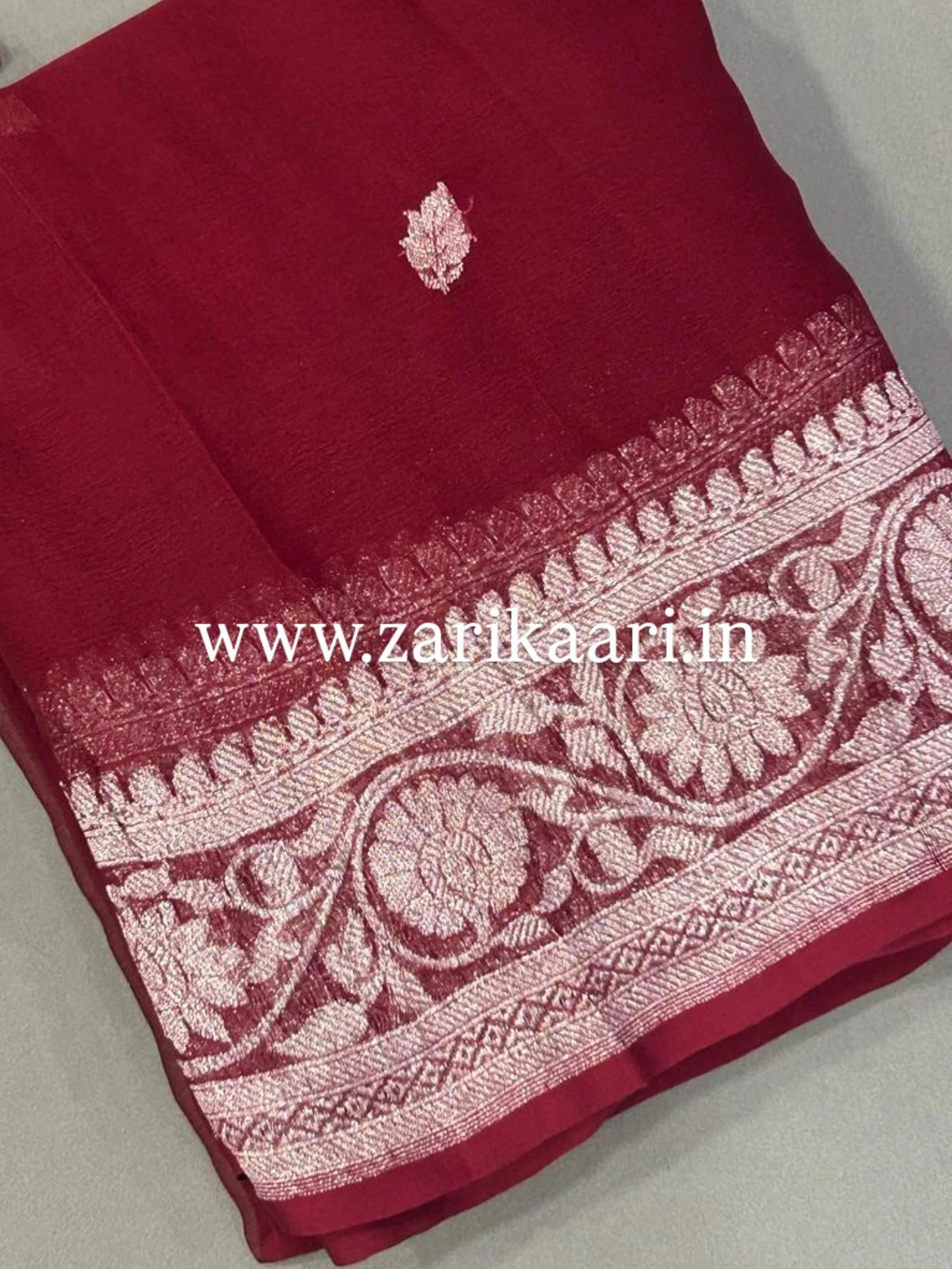 Pure Handloom Georgette Banarasi Saree - Maroon