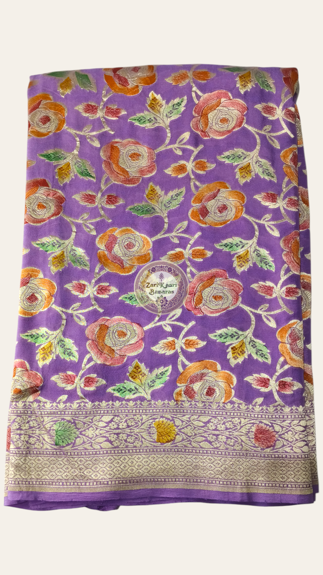 Banarasi Pure Handloom Khaddi Georgette Chiffon with Water Zari