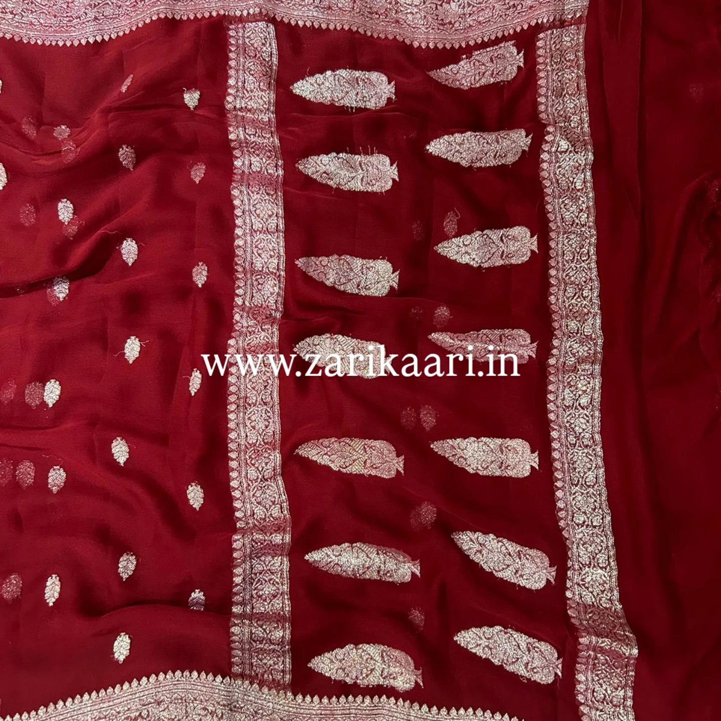 Pure Handloom Georgette Banarasi Saree - Maroon