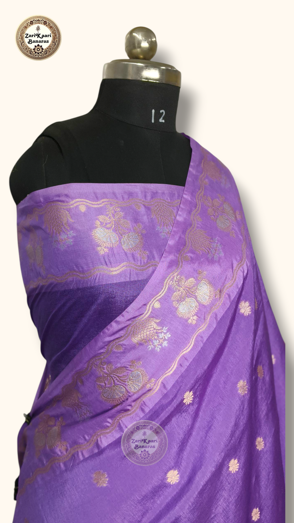 Light Purple Banarasi Raw Mango Silk With Sona Ropa Zari Work