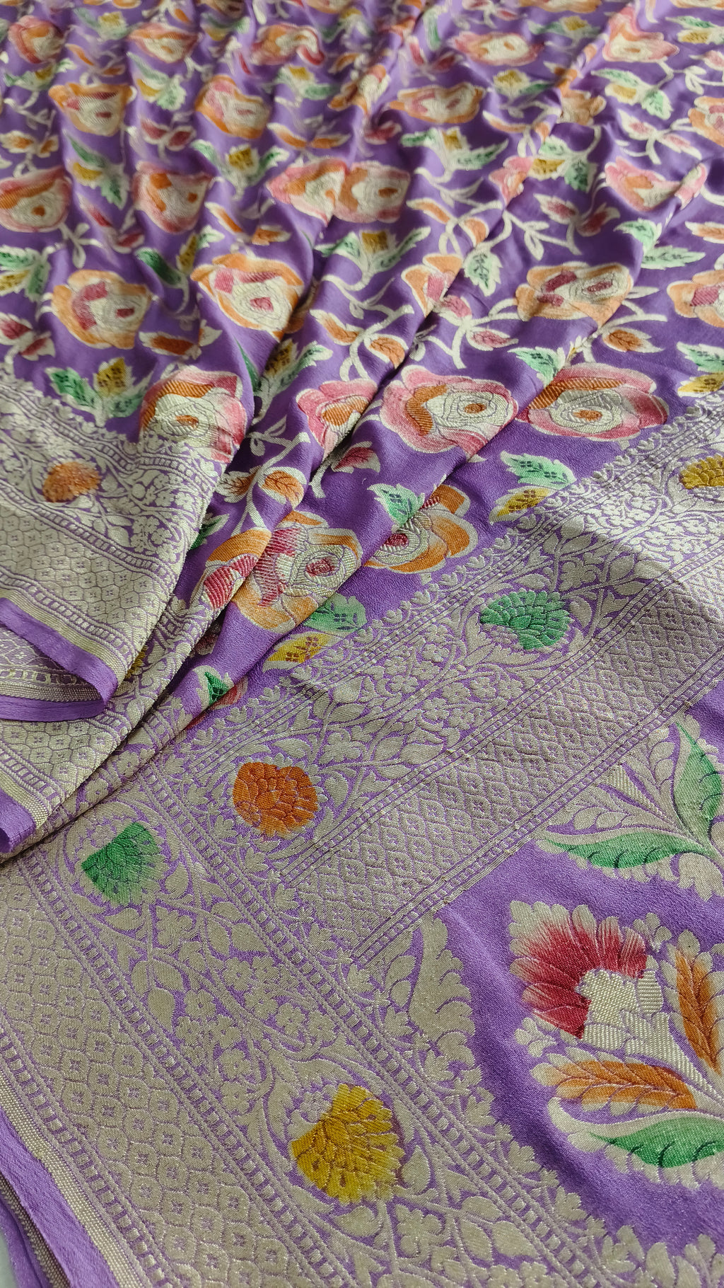 Banarasi Pure Handloom Khaddi Georgette Chiffon with Water Zari