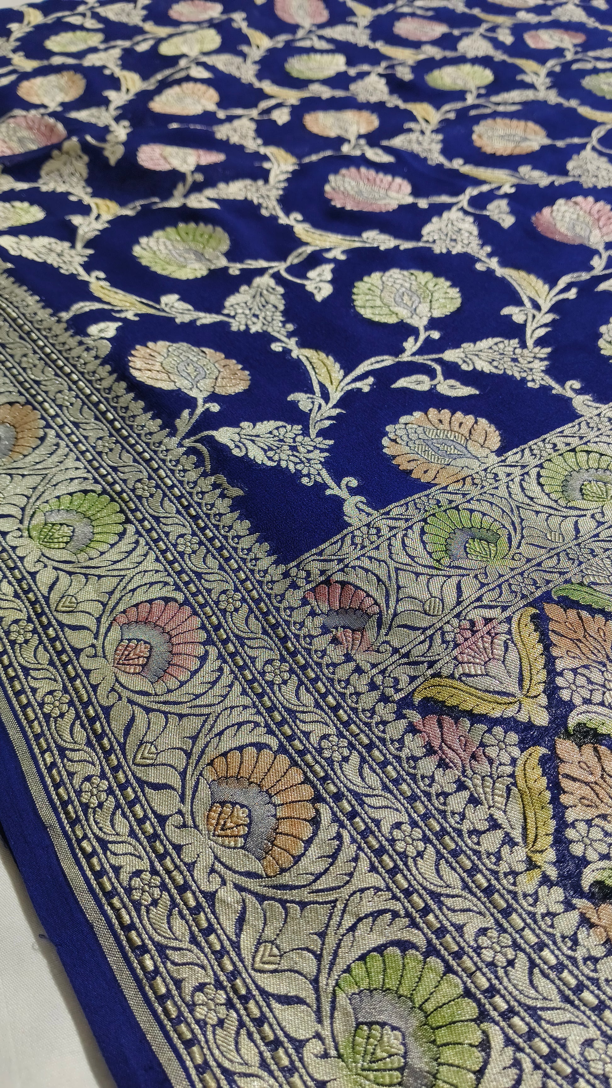 Banarasi Pure Handloom Khaddi Georgette Chiffon with Water Zari