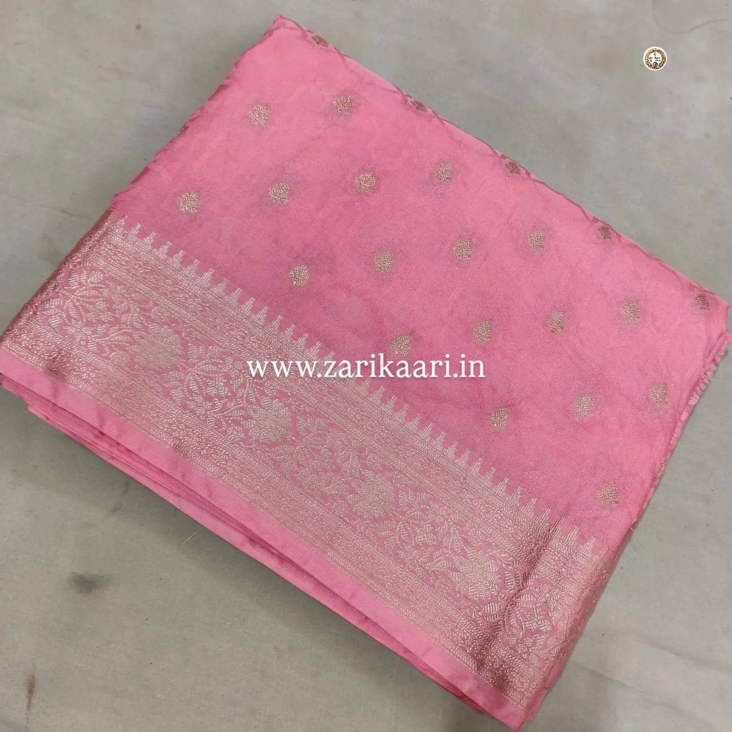 Banarasi Katan Georgette Saree with Watar-Gold Zari. Pink 🩷