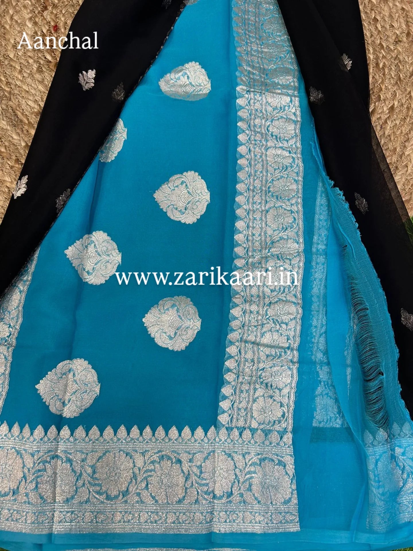 Pure Handloom Georgette Banarasi Saree - Black