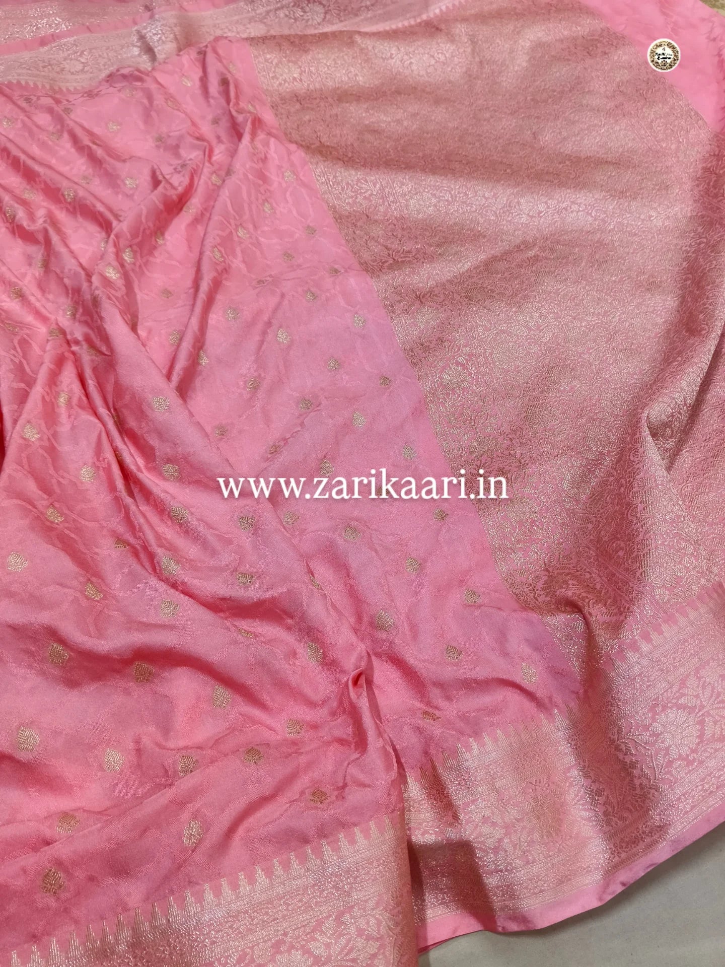 Banarasi Katan Georgette Saree with Watar-Gold Zari. Pink 🩷