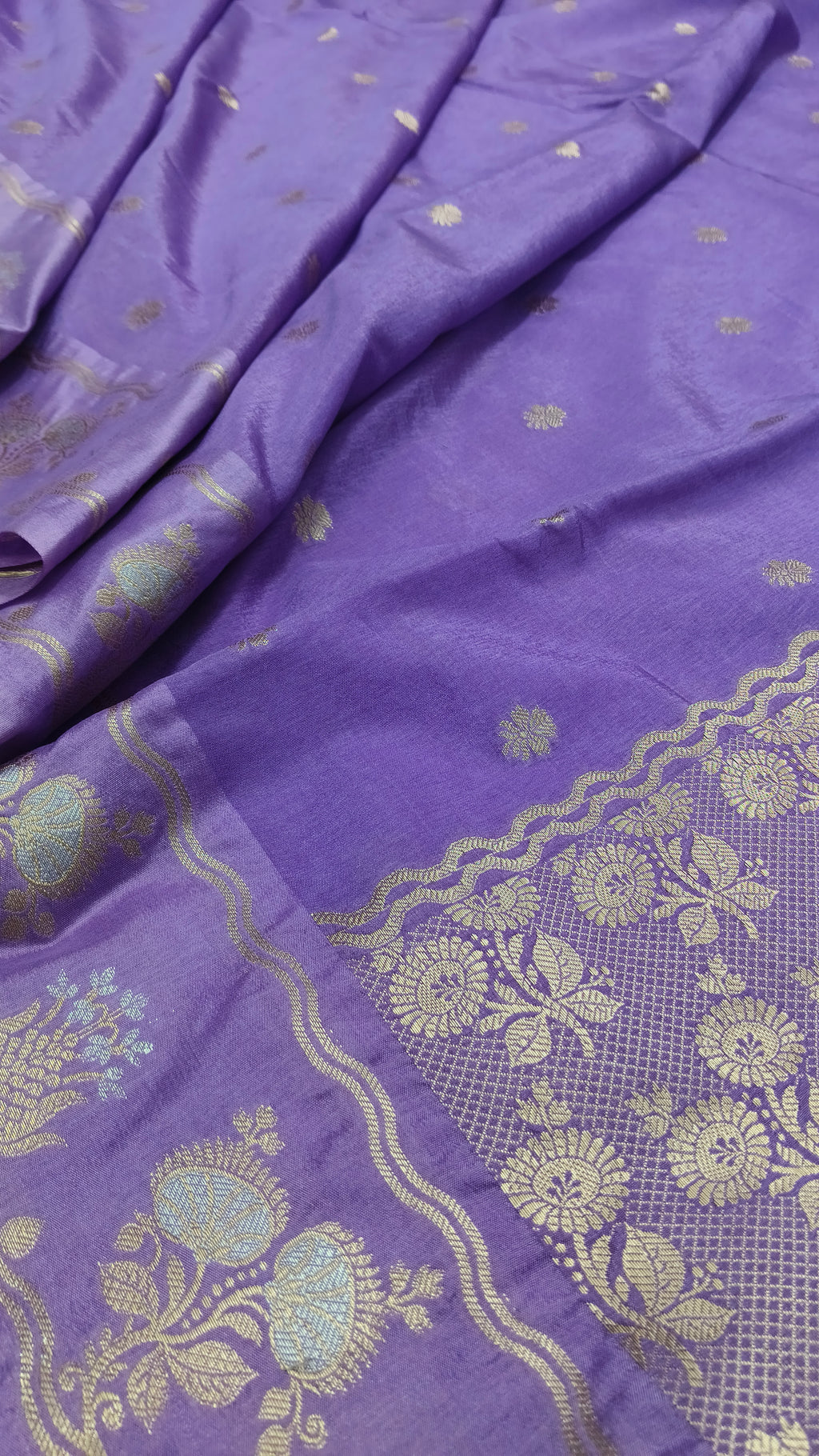 Light Purple Banarasi Raw Mango Silk With Sona Ropa Zari Work
