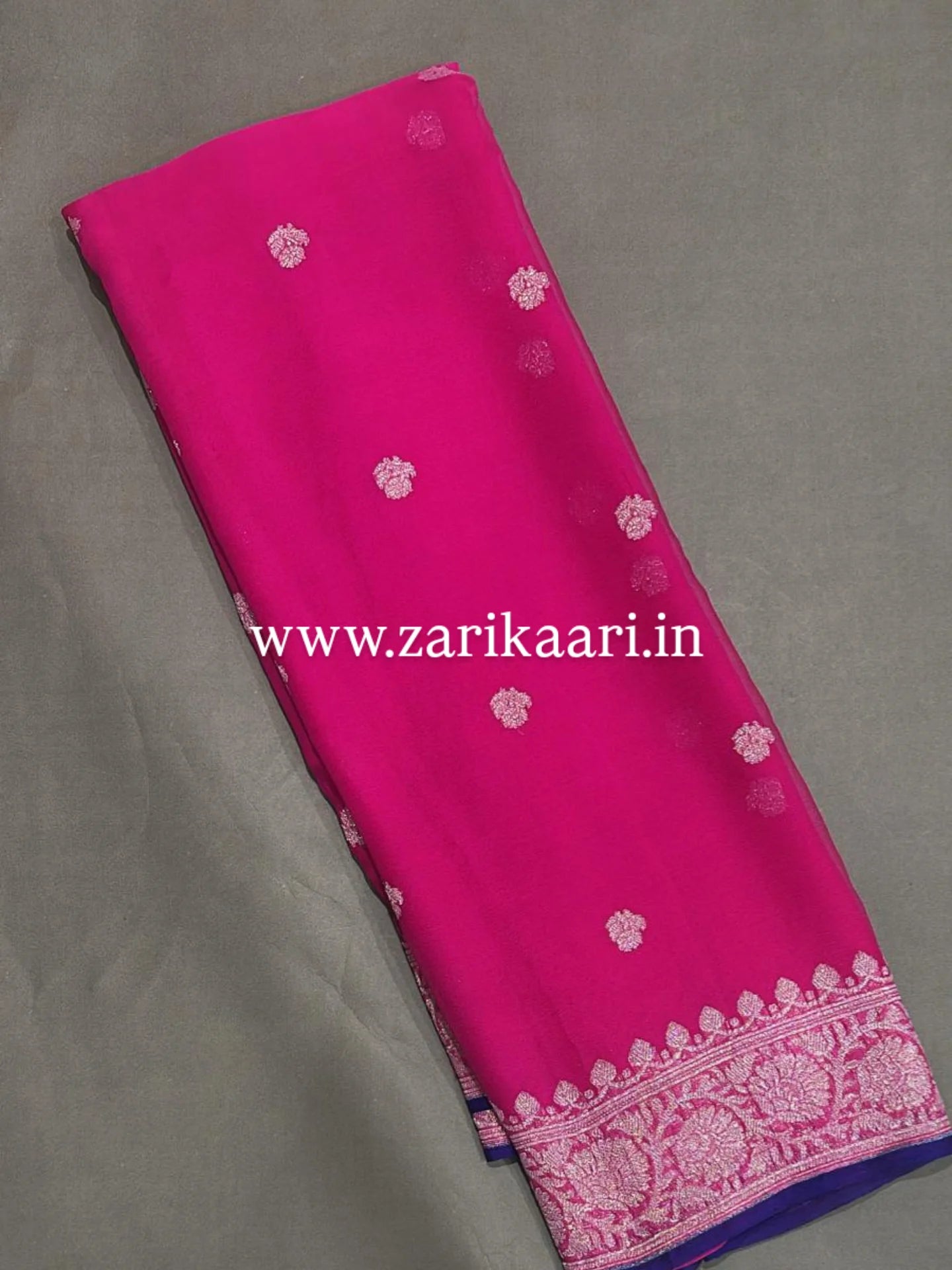 Pure Handloom Georgette Banarasi Saree - Magenta
