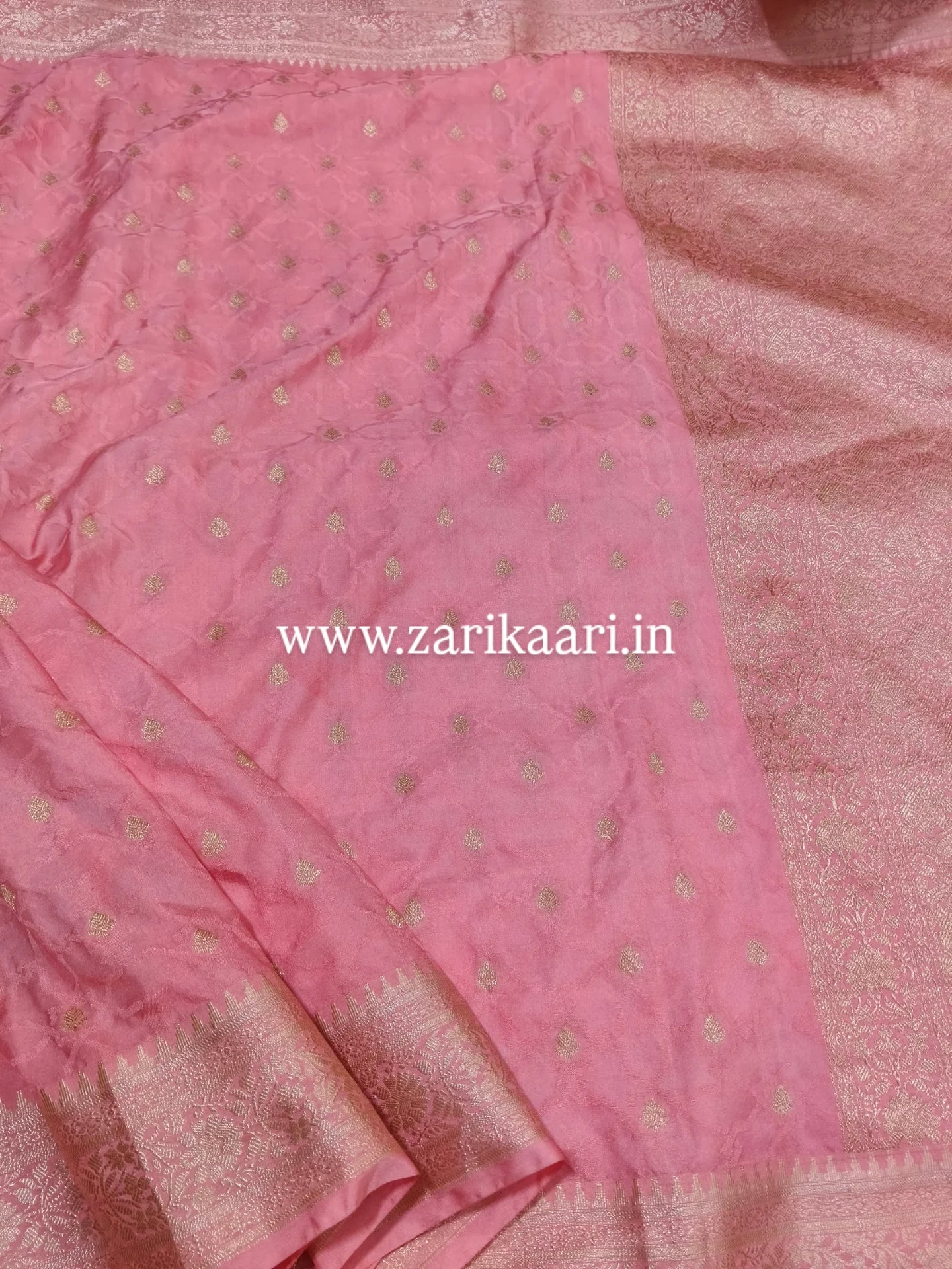Banarasi Katan Georgette Saree with Watar-Gold Zari. Pink 🩷