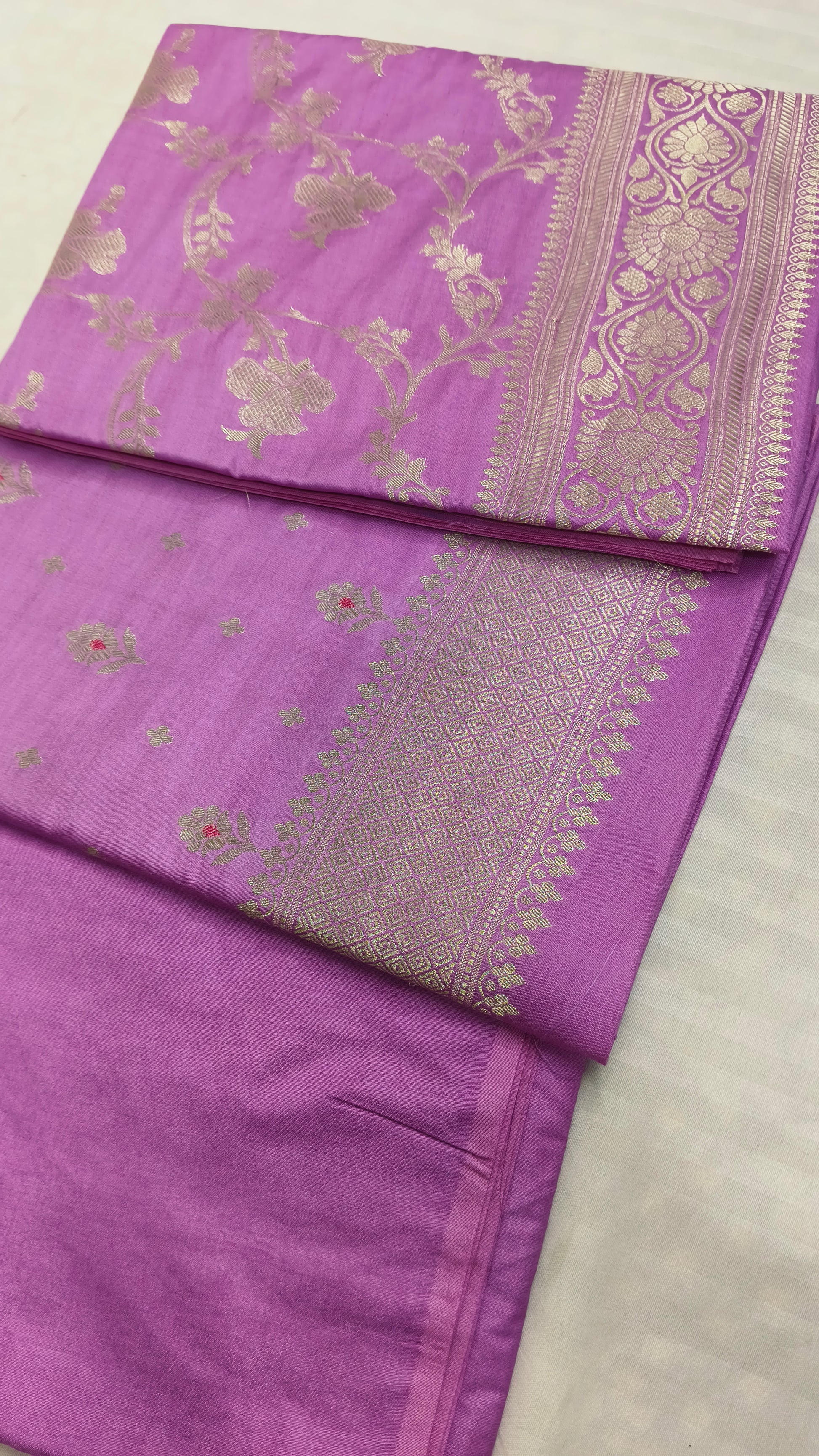 Banarasi Katan Silk Suit Set with Meenedar Dupatta & Plain Shalwar