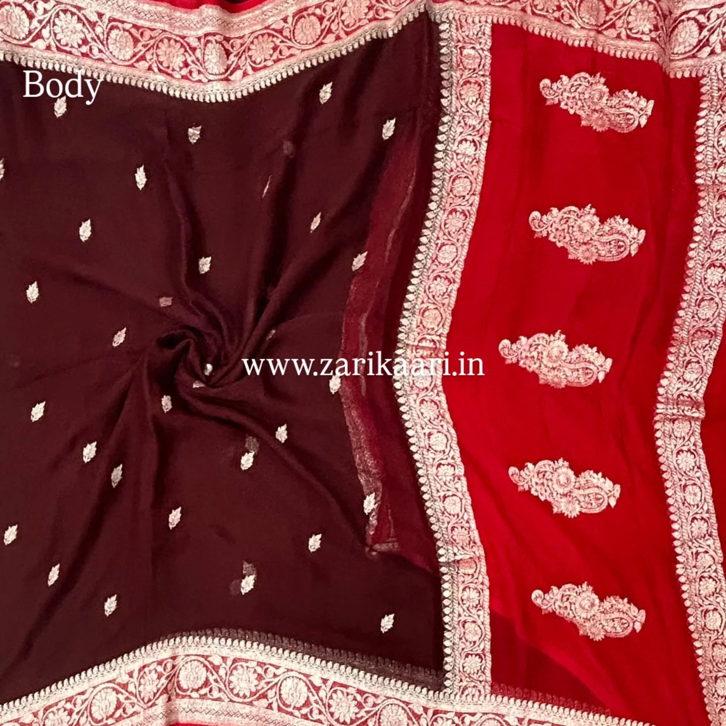 Pure Handloom Georgette Banarasi Saree - Wine