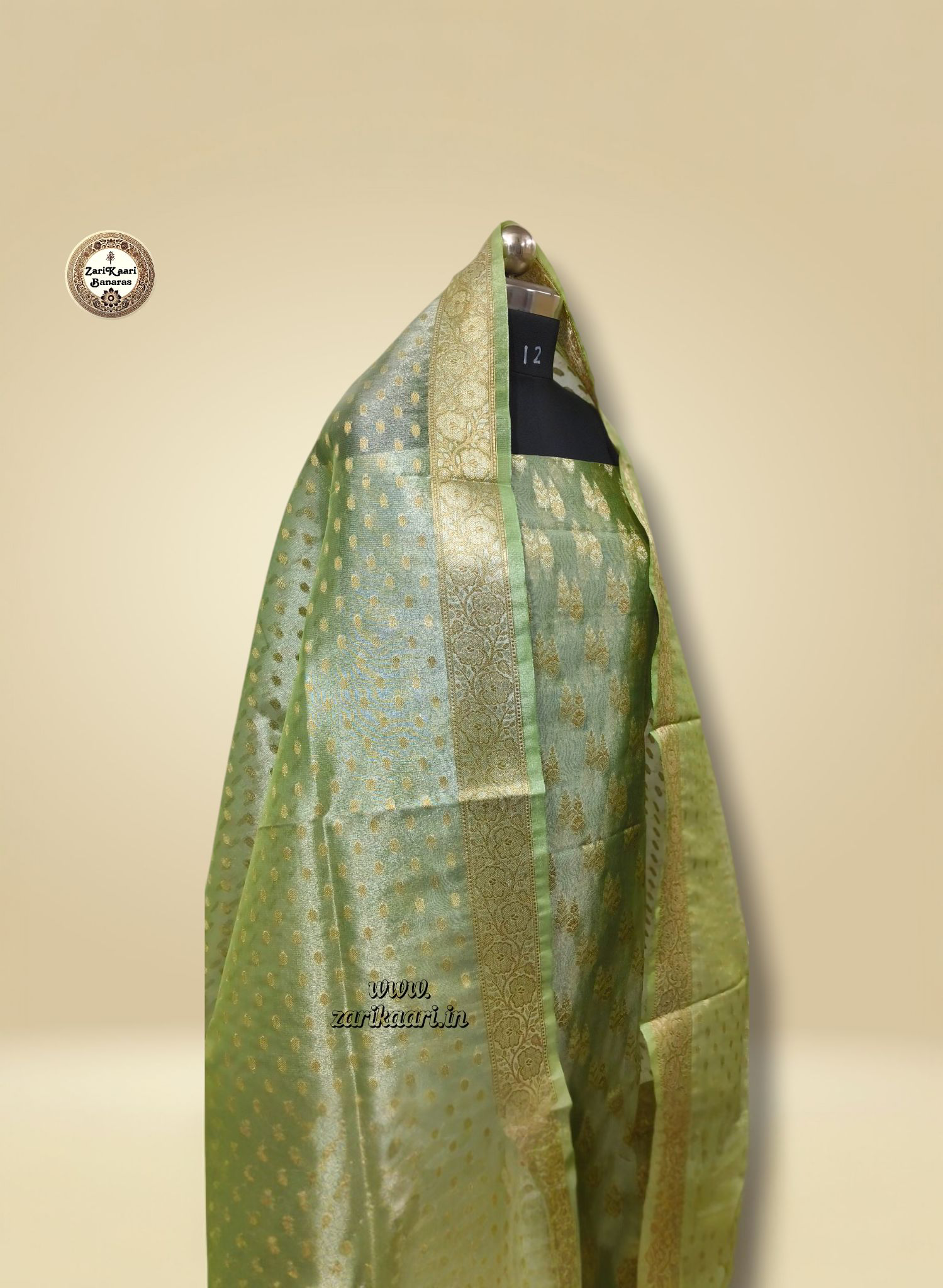 Banarasi Tissue Silk Suit Set with Meenedar Zari Dupatta & Plain Shalwar Boti Work