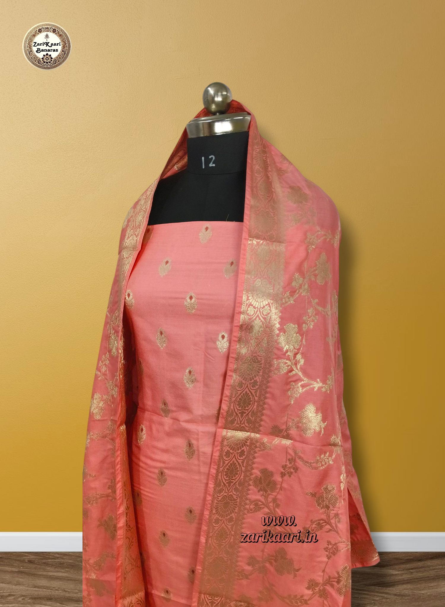 Banarasi Katan Silk Suit Set with Meenedar Dupatta & Plain Shalwar