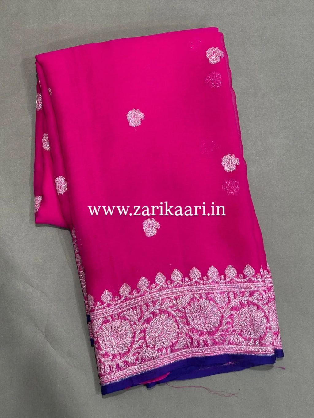 Pure Handloom Georgette Banarasi Saree - Magenta