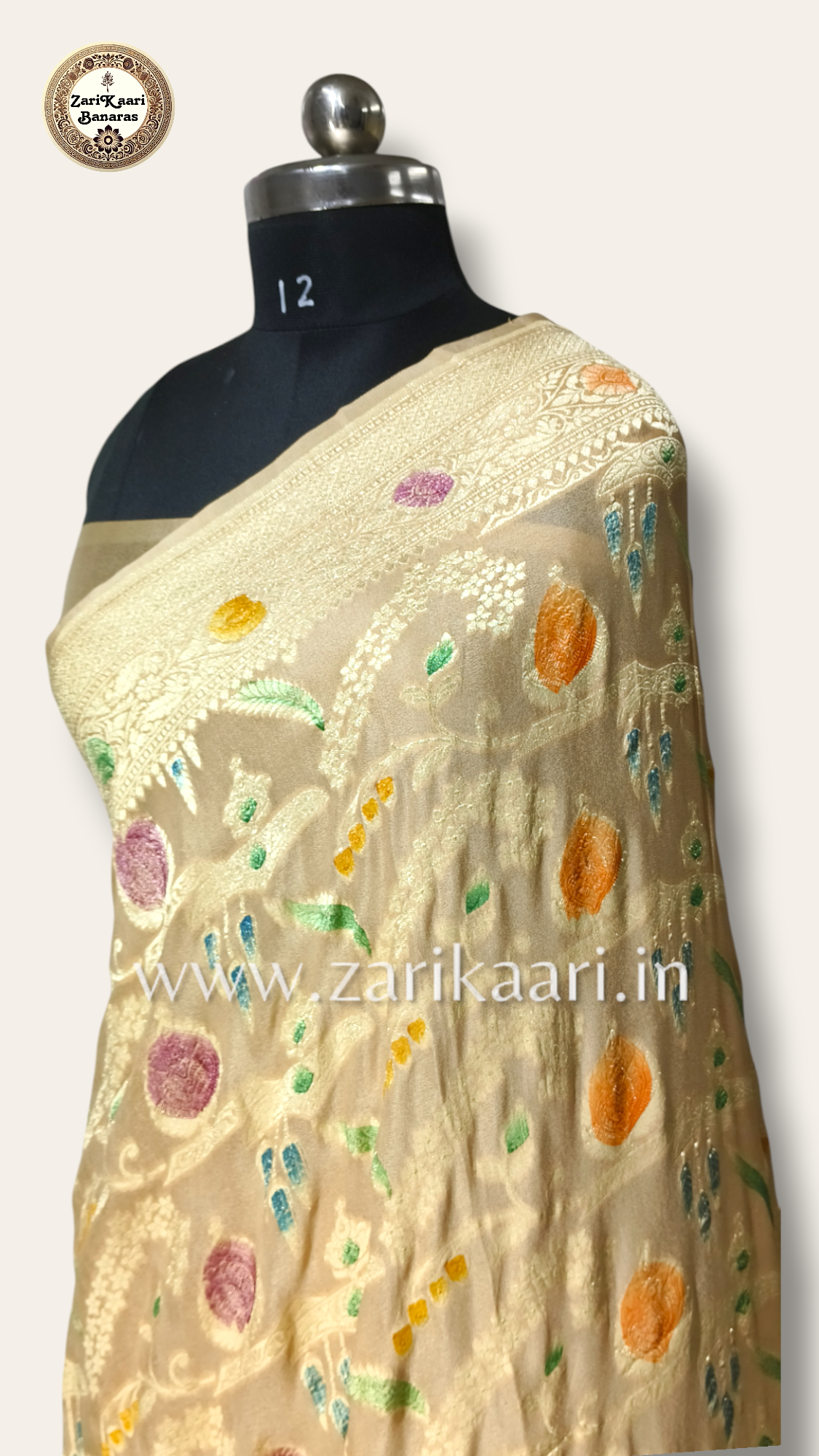 Banarasi Pure Handloom Khaddi Georgette Chiffon with Water Zari