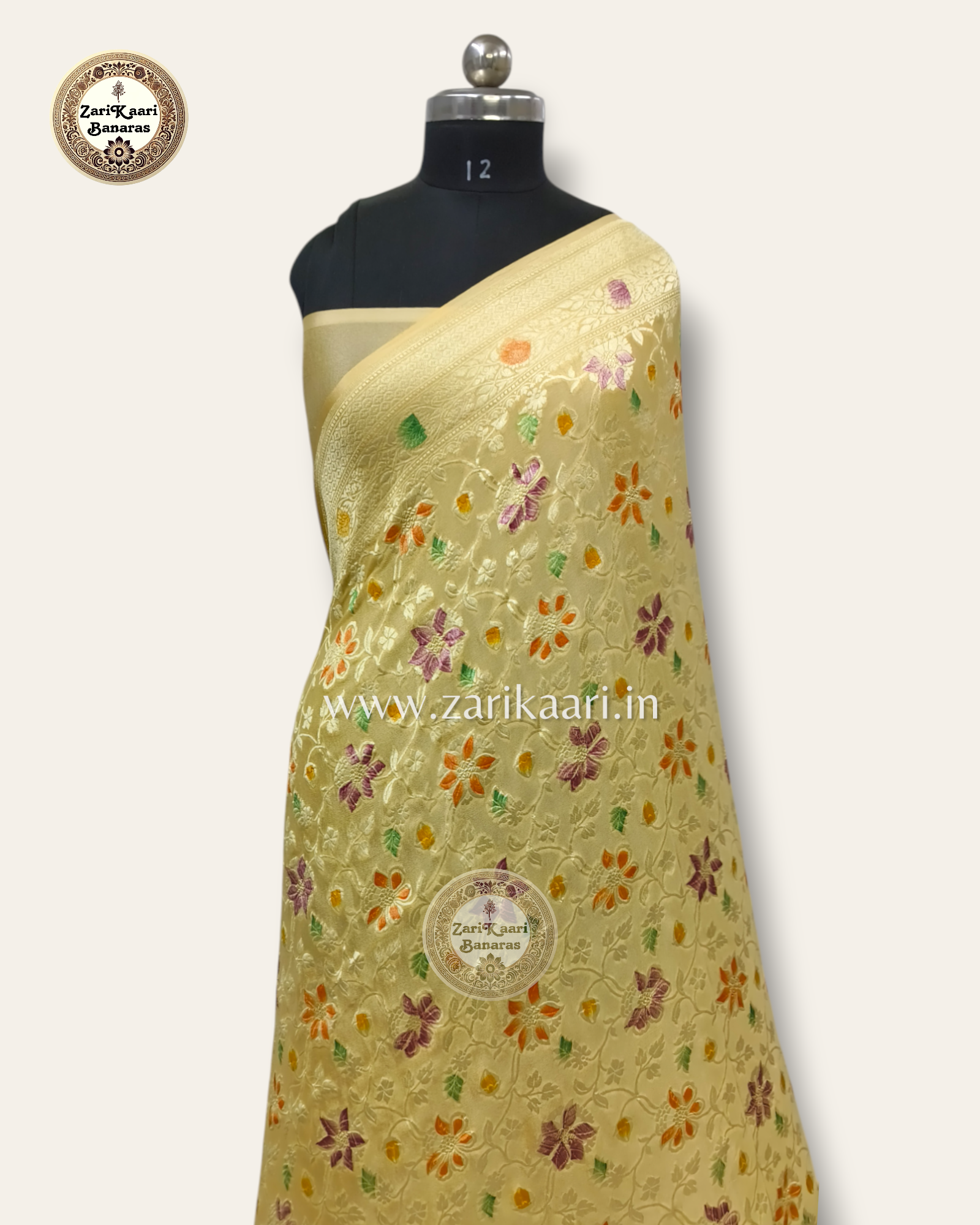 Banarasi Pure Handloom Khaddi Georgette Chiffon with Water Zari