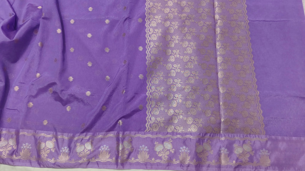 Light Purple Banarasi Raw Mango Silk With Sona Ropa Zari Work