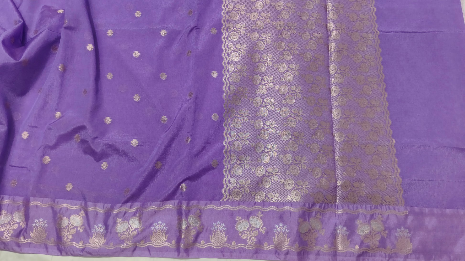 Light Purple Banarasi Raw Mango Silk With Sona Ropa Zari Work