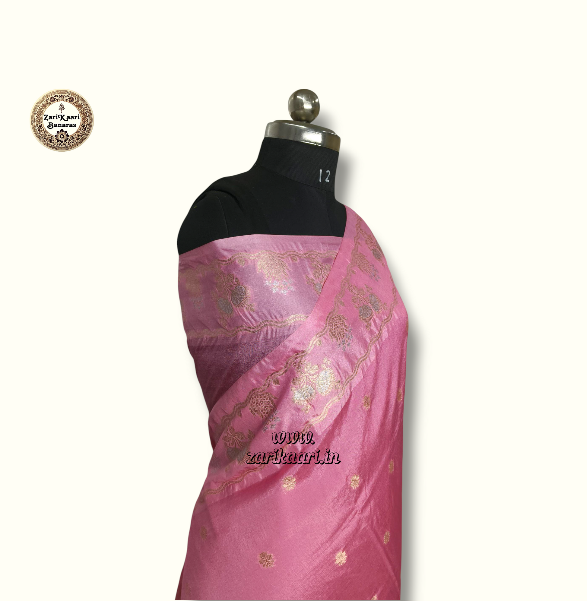 Pink Banarasi Raw Mango Silk With Sona Ropa Zari Work