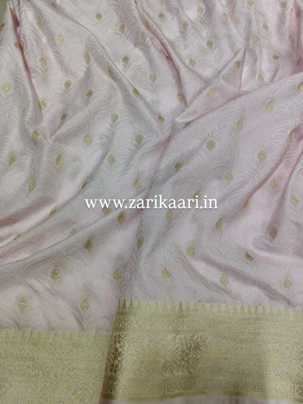Banarasi Katan Georgette Saree with Watar-Gold Zari. Baby-Pink