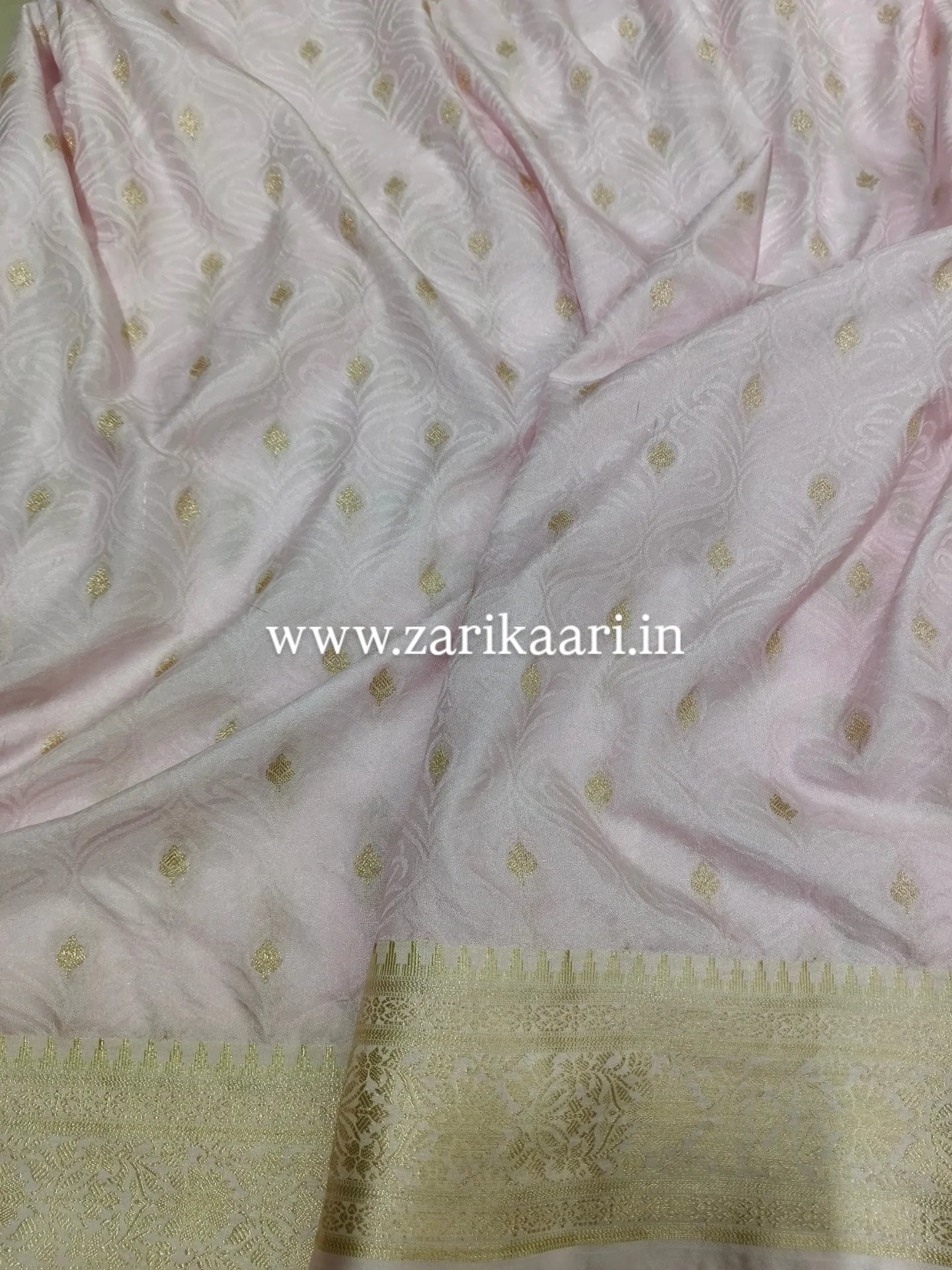 Banarasi Katan Georgette Saree with Watar-Gold Zari. Baby-Pink