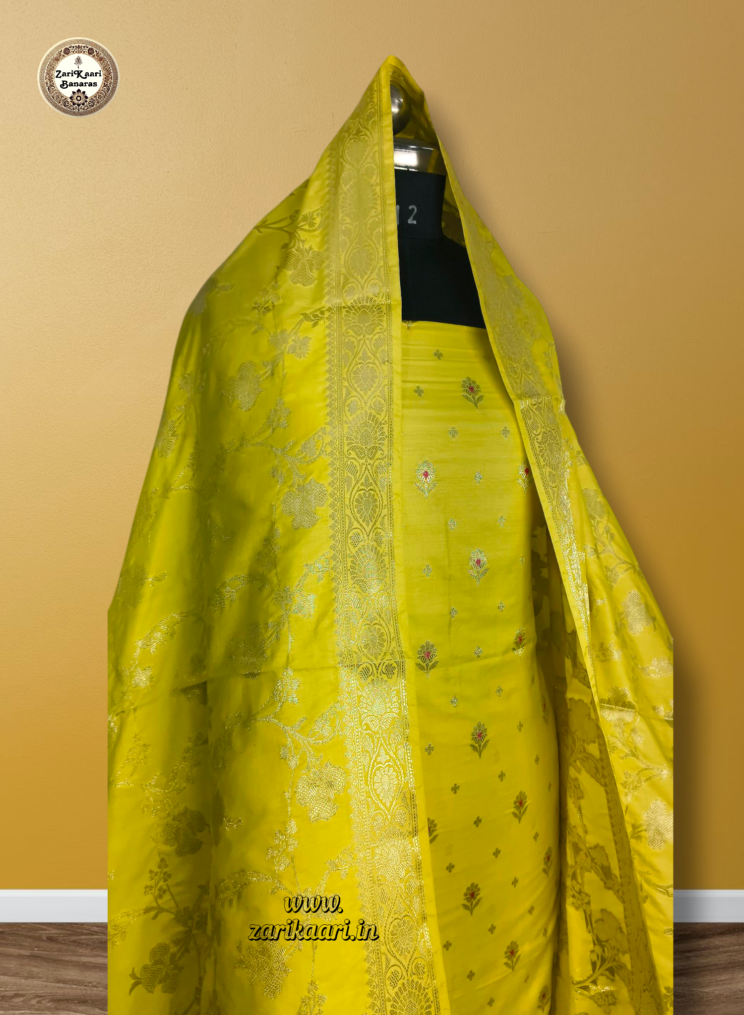 Banarasi Katan Silk Suit Set with Meenedar Dupatta & Plain Shalwar