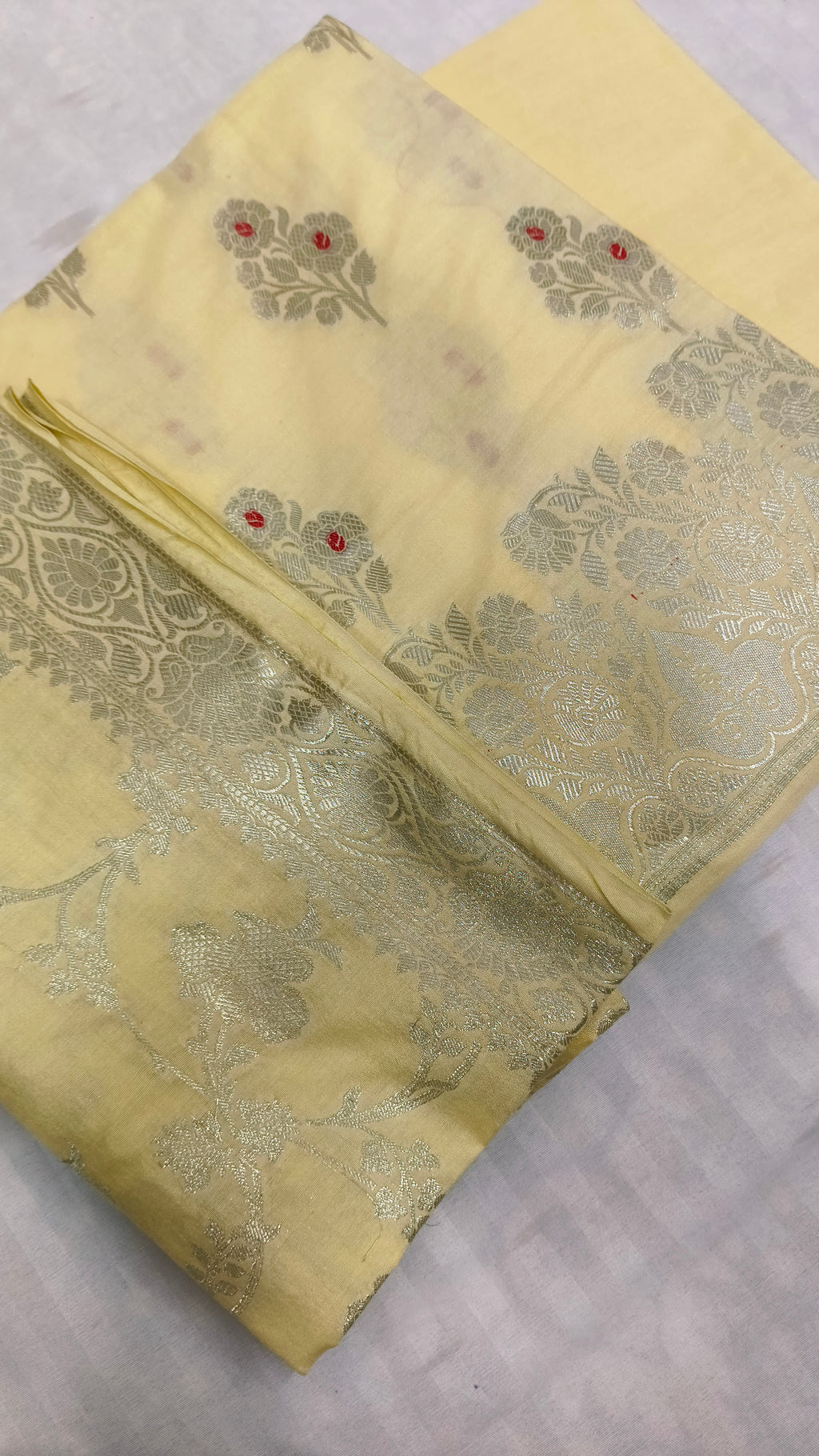 Banarasi Katan Silk Suit Set with Meenedar Dupatta & Plain Shalwar