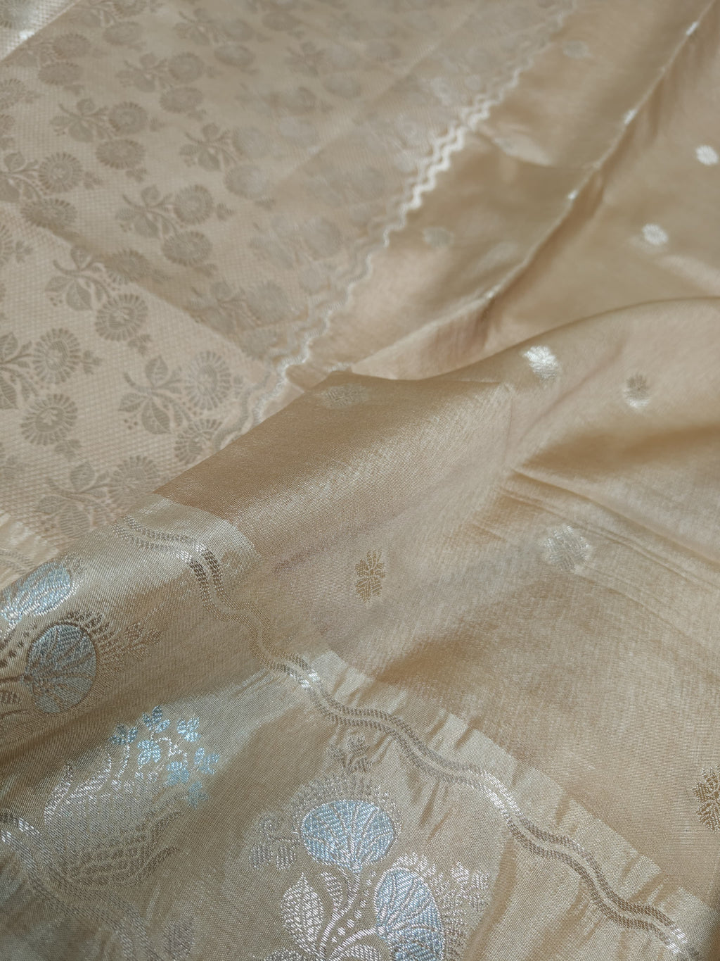 Beige Banarasi Raw Mango Silk With Sona Ropa Zari Work