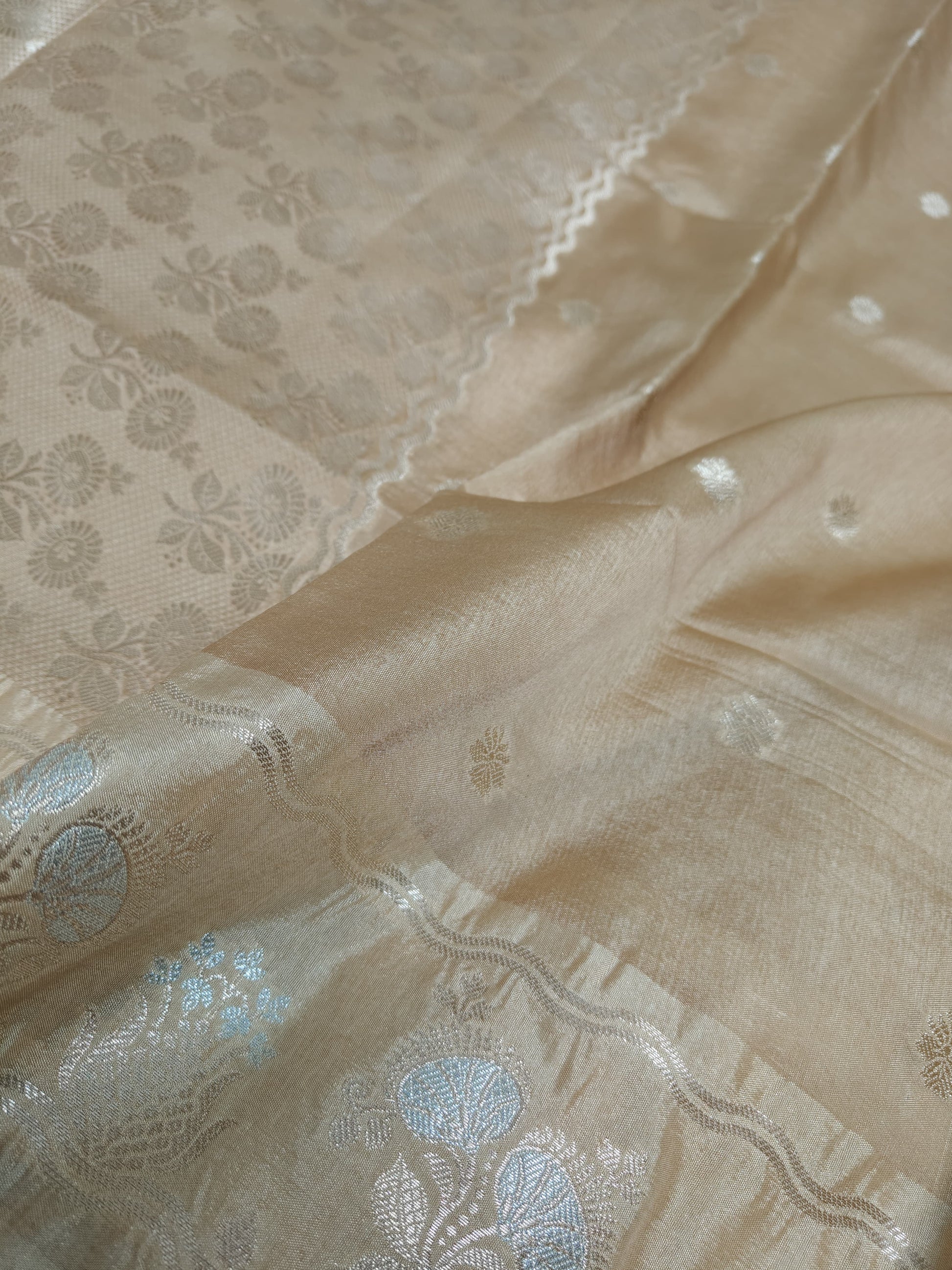 Beige Banarasi Raw Mango Silk With Sona Ropa Zari Work