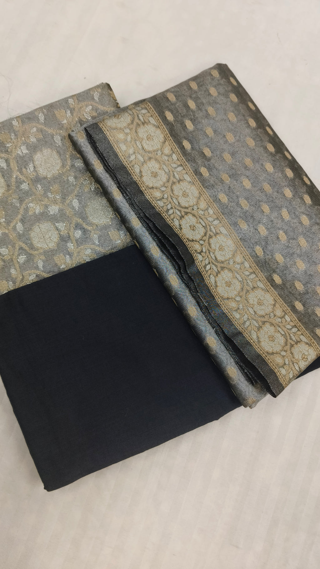 Banarasi Tissue Silk Suit Set with Meenedar Zari Dupatta & Plain Shalwar Jaal Work