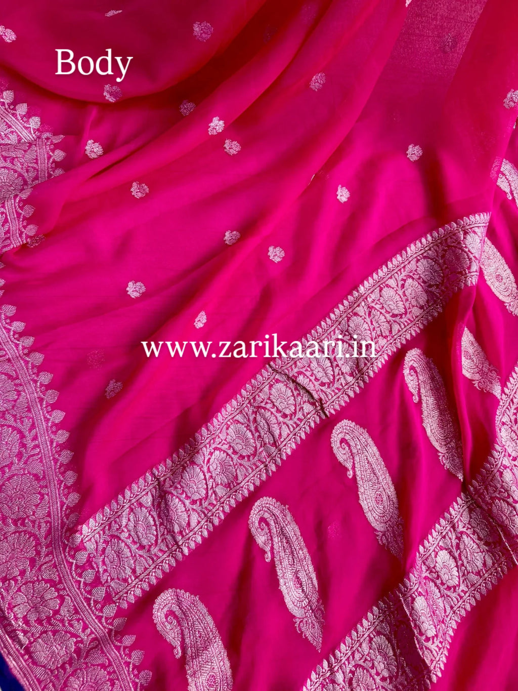 Pure Handloom Georgette Banarasi Saree - Magenta