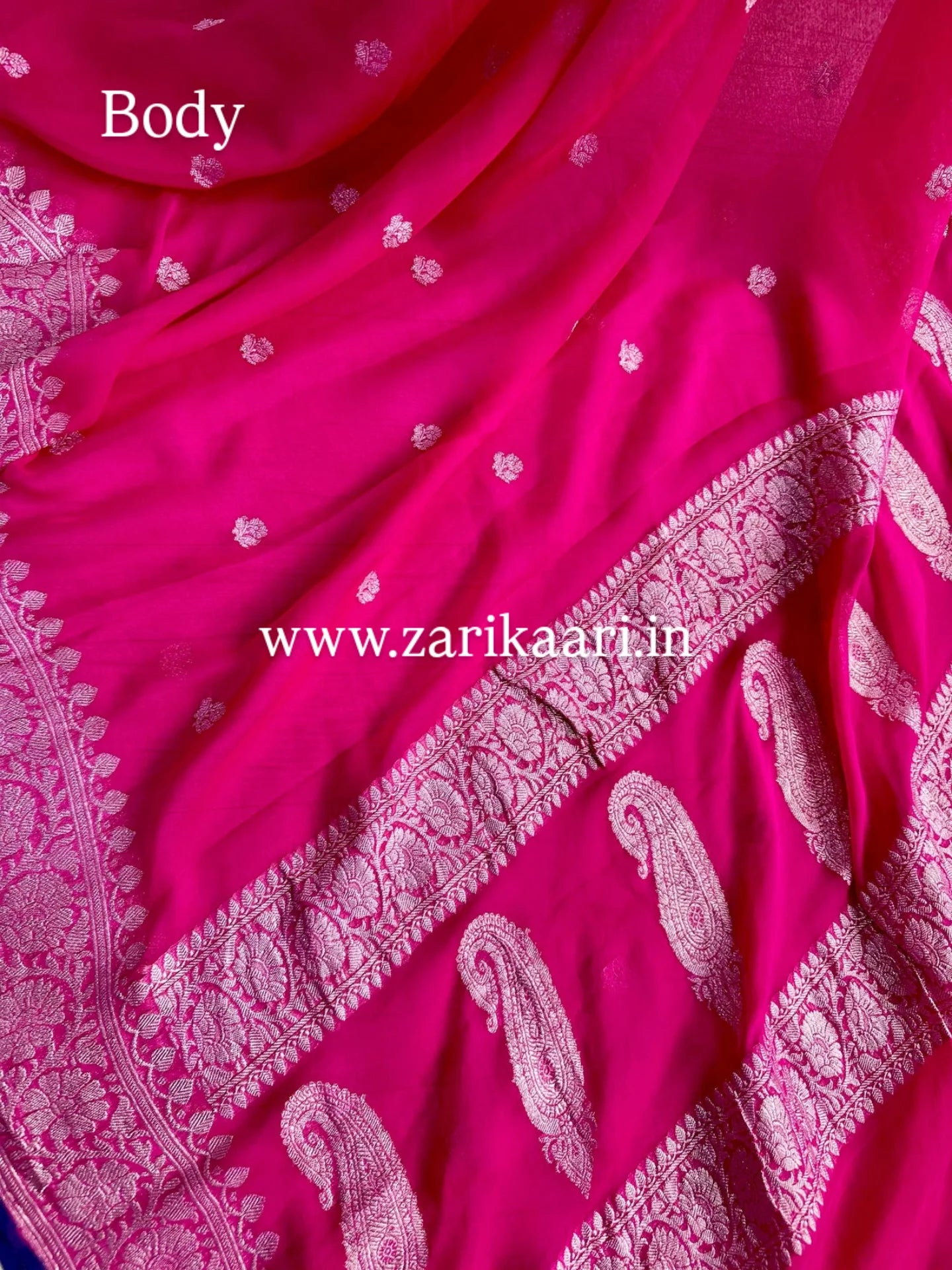 Pure Handloom Georgette Banarasi Saree - Magenta