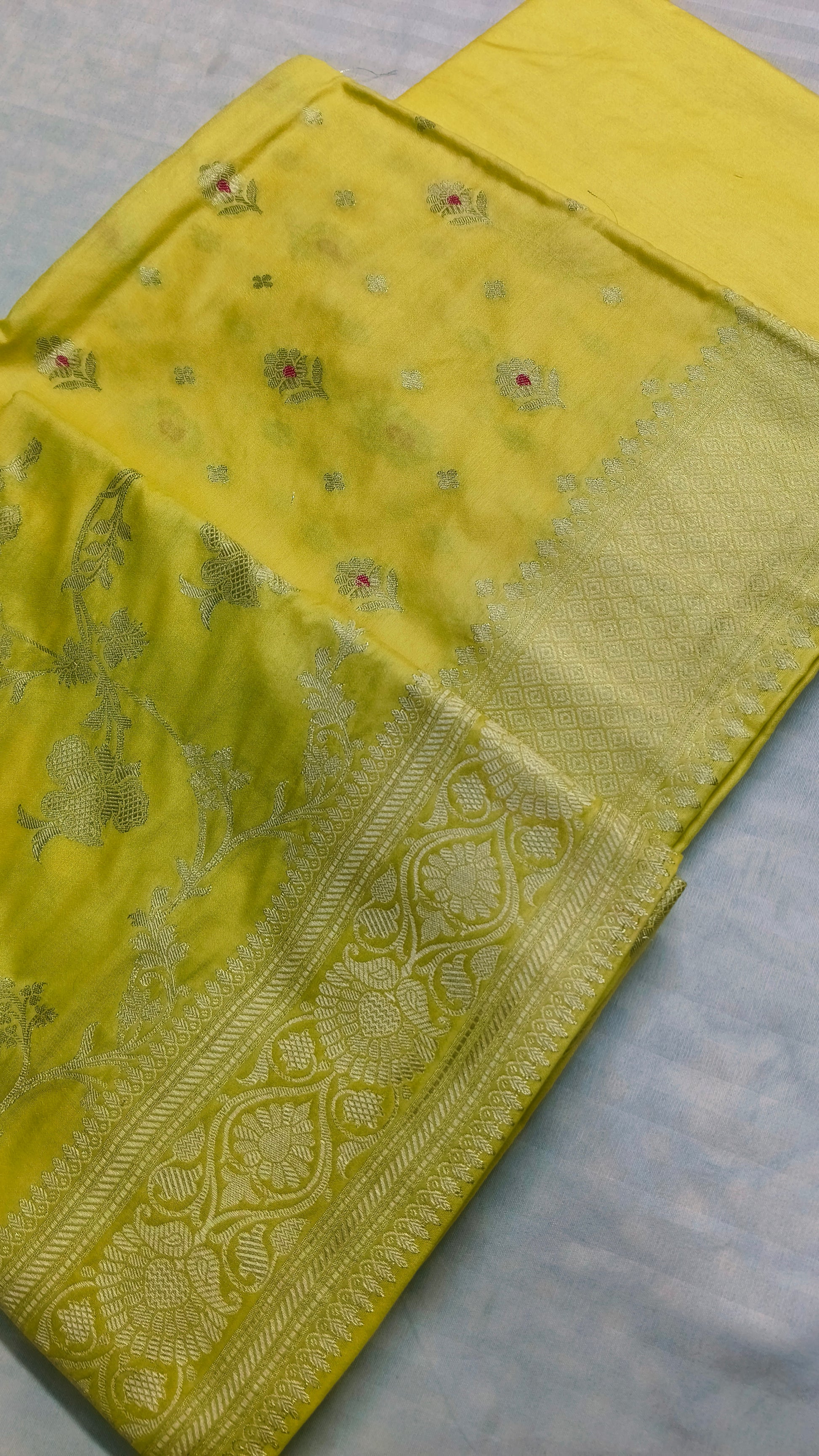 Banarasi Katan Silk Suit Set with Meenedar Dupatta & Plain Shalwar