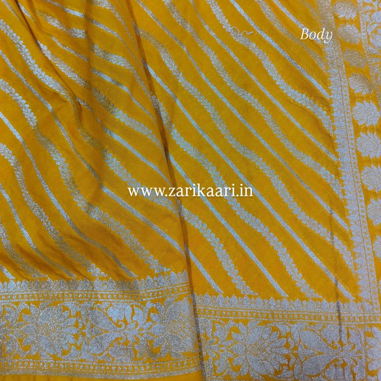 Banarasi Katan Georgette Saree with Watar-Gold Zari. Yellow-Gold